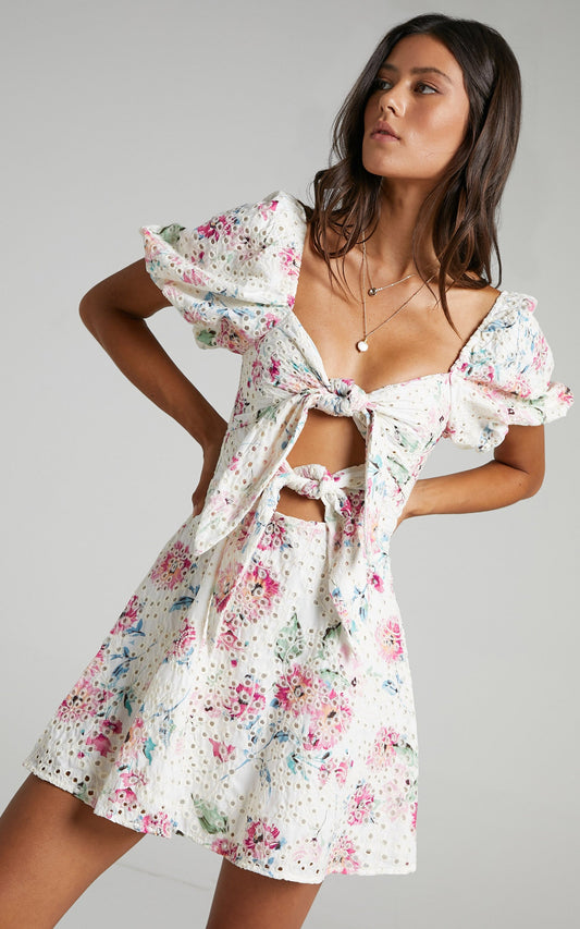 Inala Dress in White Floral