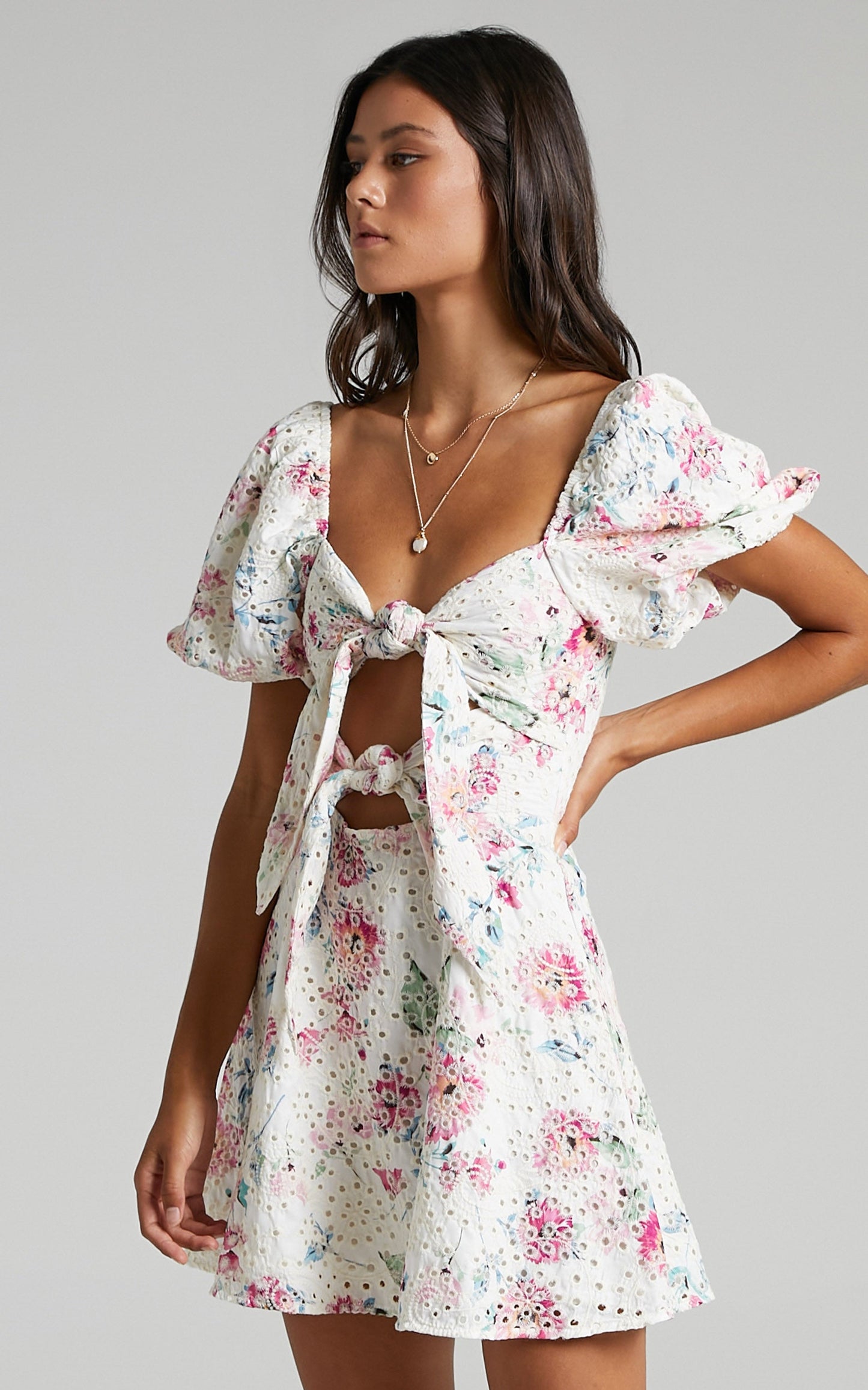 Inala Dress in White Floral