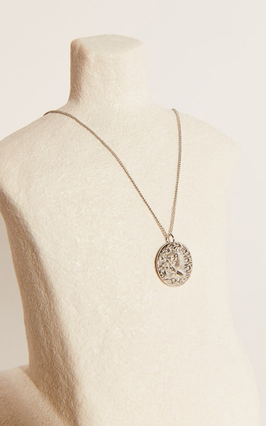 Infanta Necklace - Coin Pendant Necklace in Silver