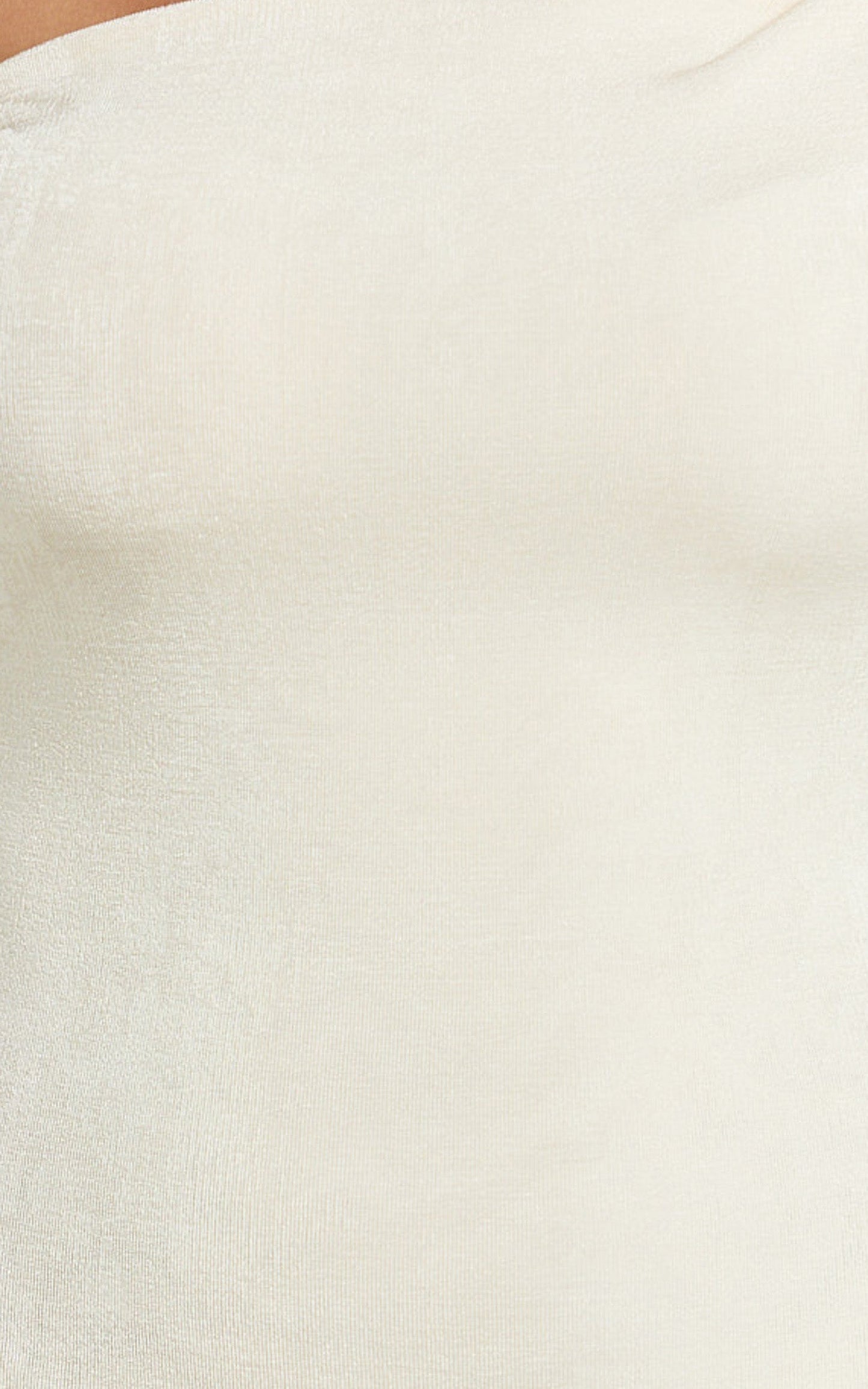 Isabel Midi Dress - Twist Off Shoulder Bodycon Dress in Cream