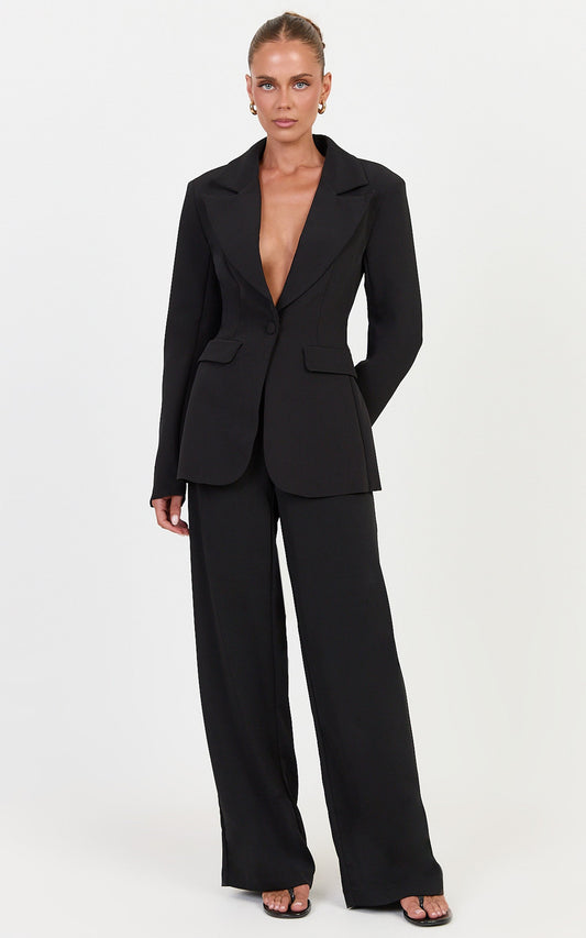 Isabella Pants - High Rise Wide Leg Pants in Black
