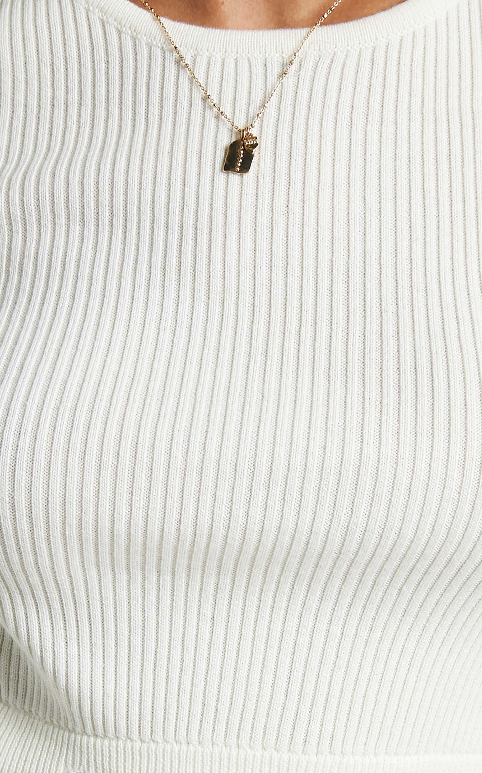 Isador Top -  Button Detail Knit Top in Winter White
