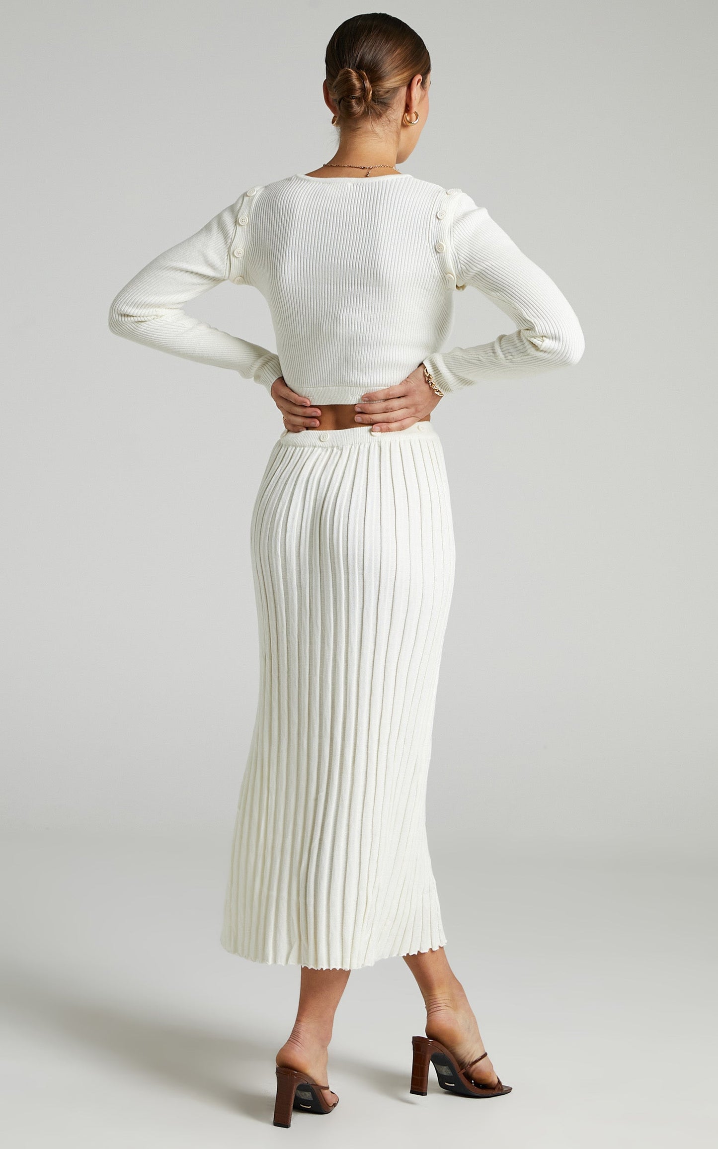 Isador Midi Knit Skirt in Winter White