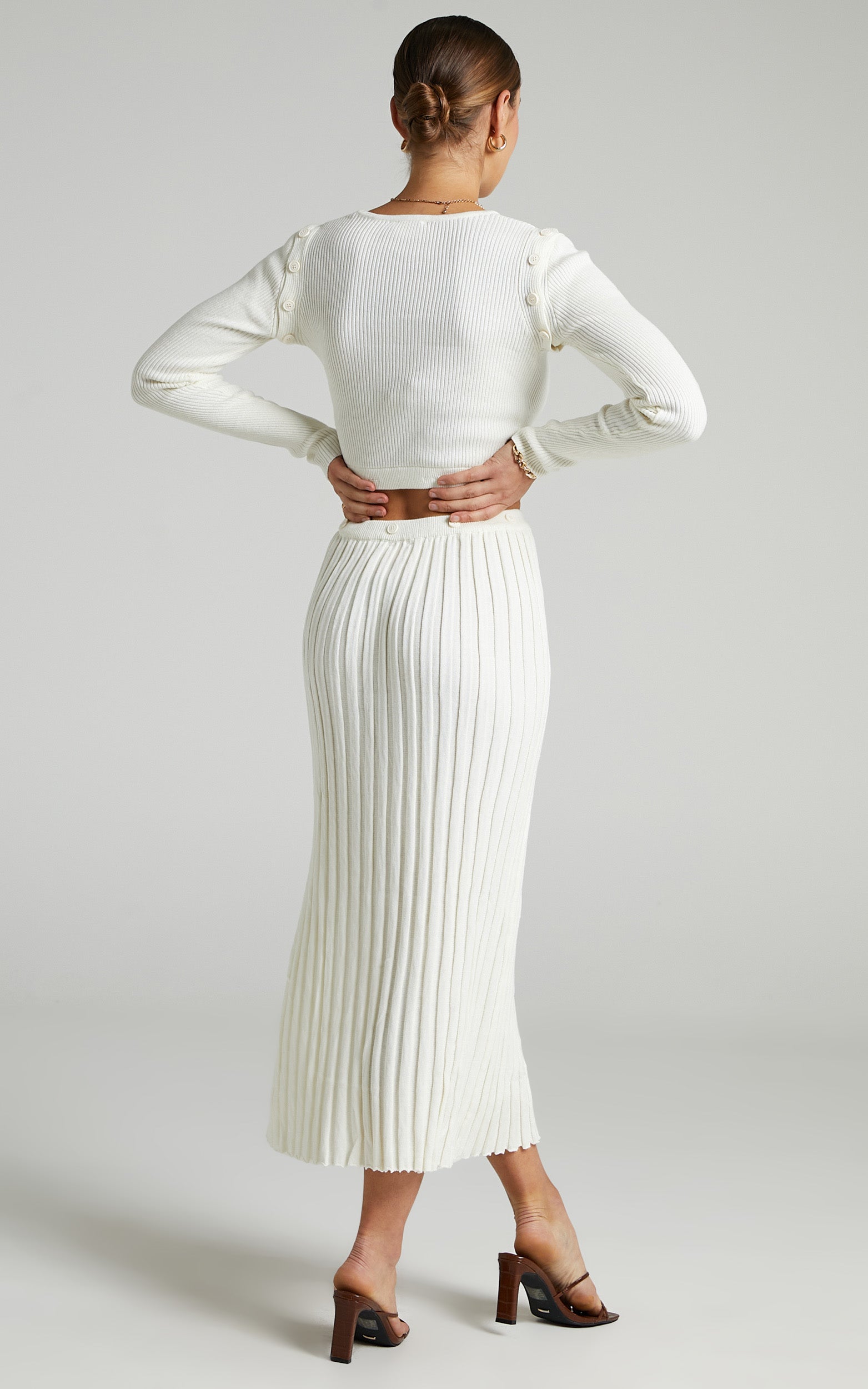 Isador Midi Knit Skirt in Winter White