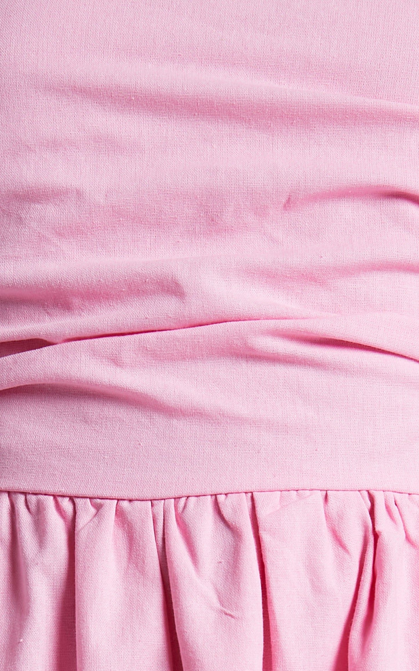 Isidora Midi Dress - Strapless Gathered Bust Dress in Candy Pink