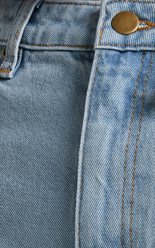 Izira Jeans - High Waisted Ripped Denim Mom Jeans in Mid Blue Wash