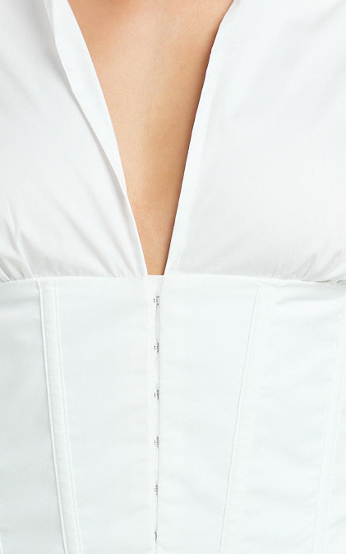 Jacintha Top - Hook and Eye Front Shirt Top in White