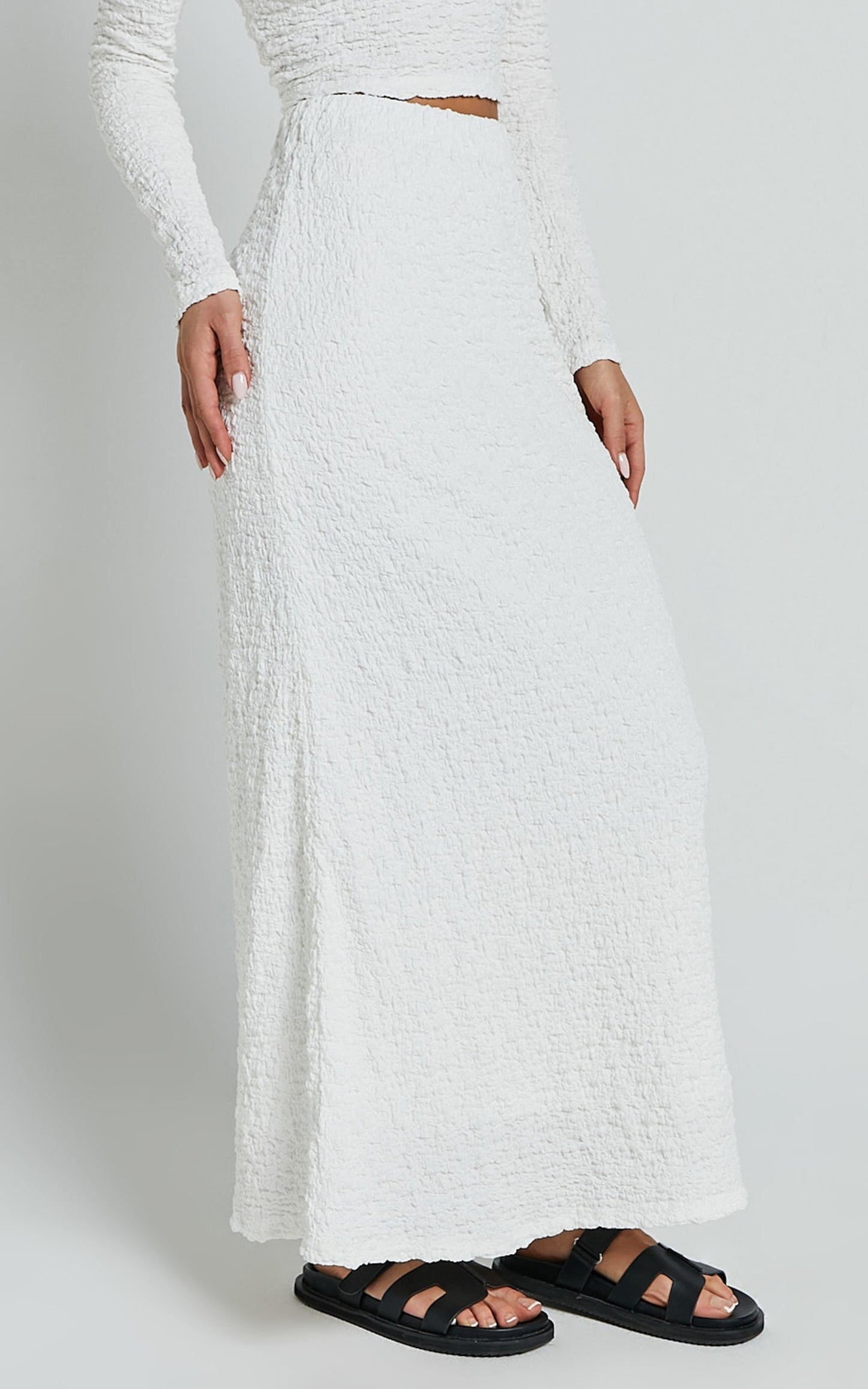 Jackie Midi Skirt - High Elasticated Waist Skirt in White