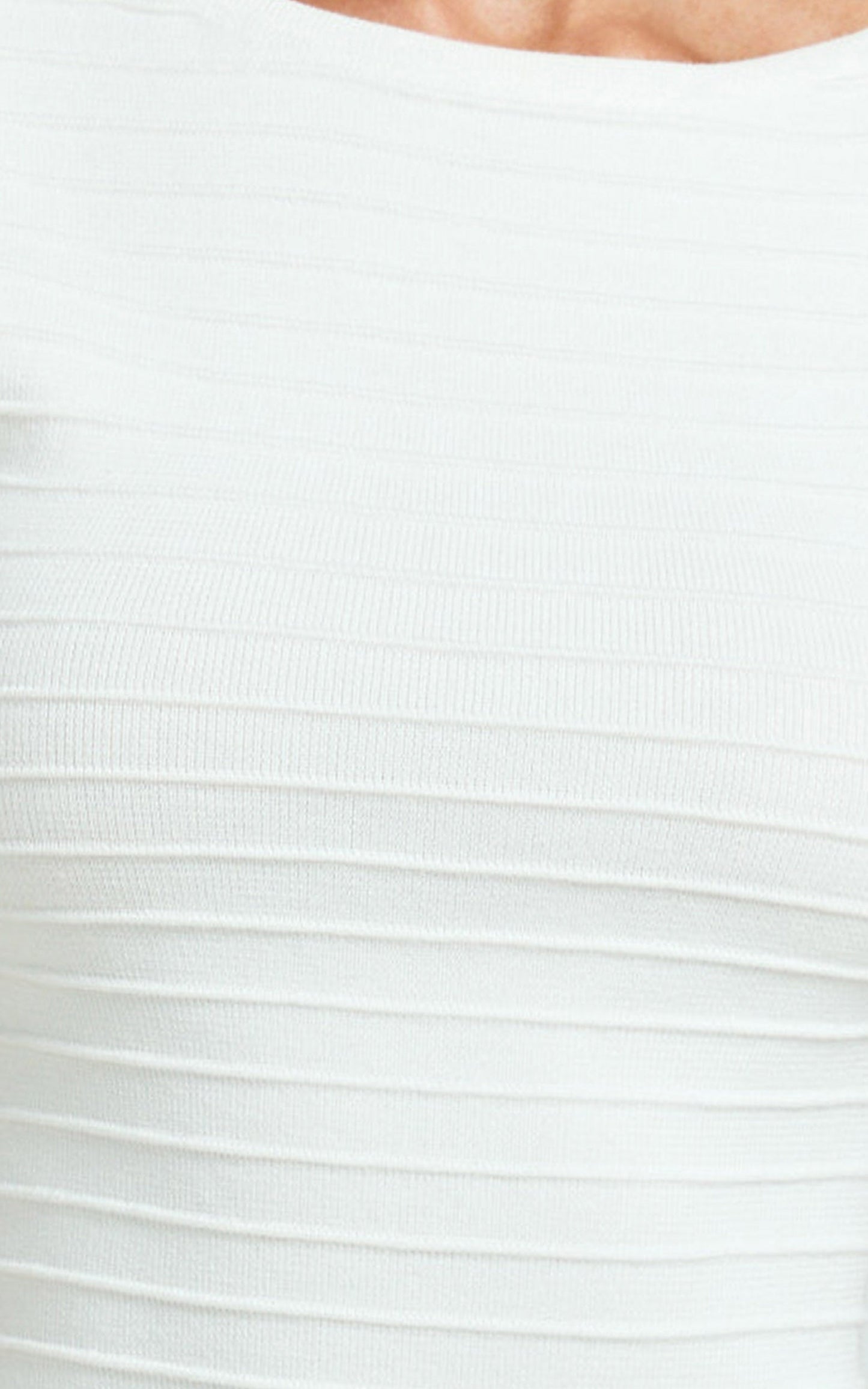 Jacqueline Mini Dress - High Neck Fit And Flare Pleat Knit Dress in Cream