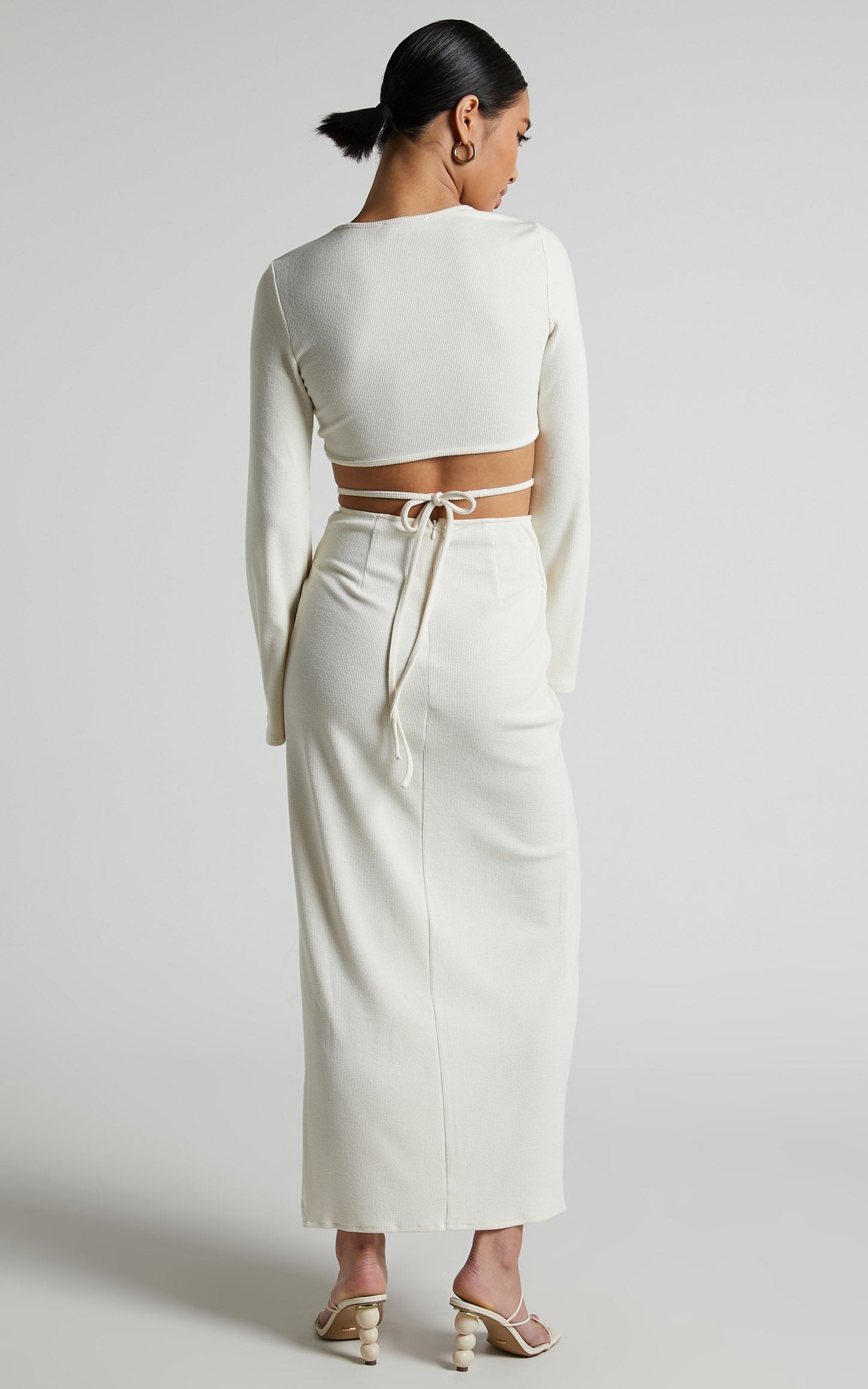 Jadine Midi Skirt - Wrap Front Skirt in Cream
