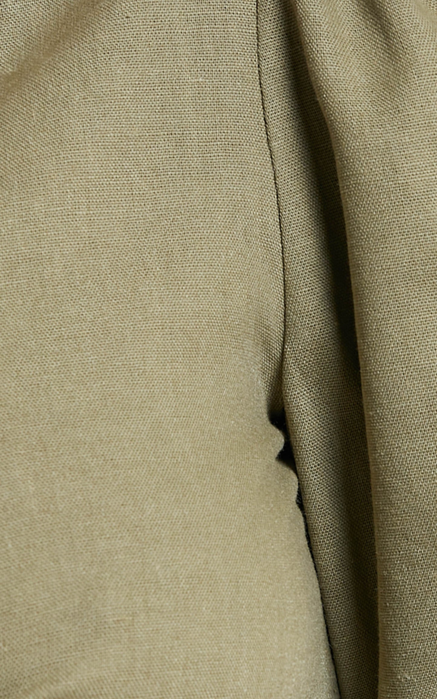 Jamiel Top - Linen Tie Front Puff Sleeve Crop Top in Khaki Linen