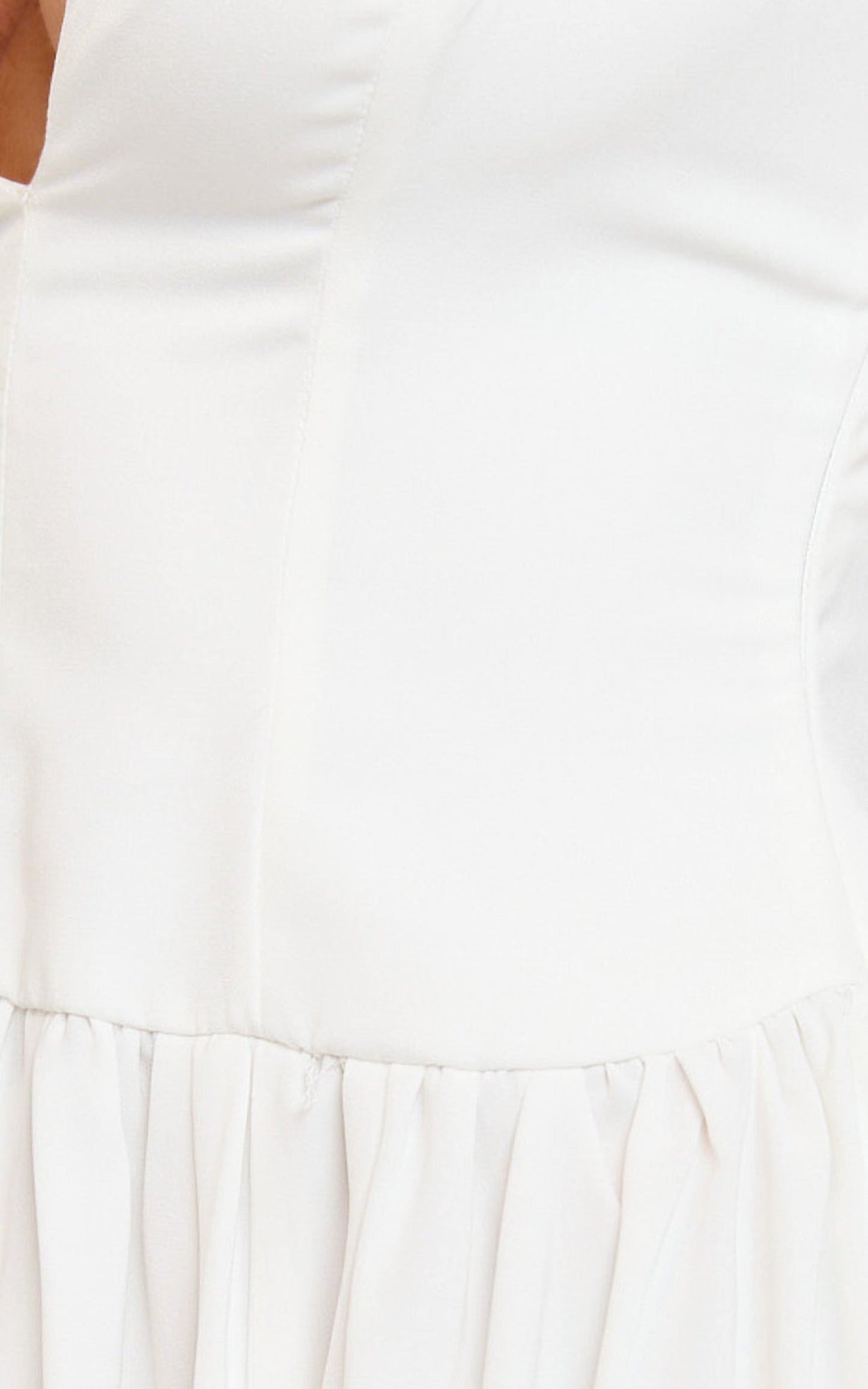 Jamilla Maxi Dress - Plunge Drop Waist High Leg Split Dress in Off White