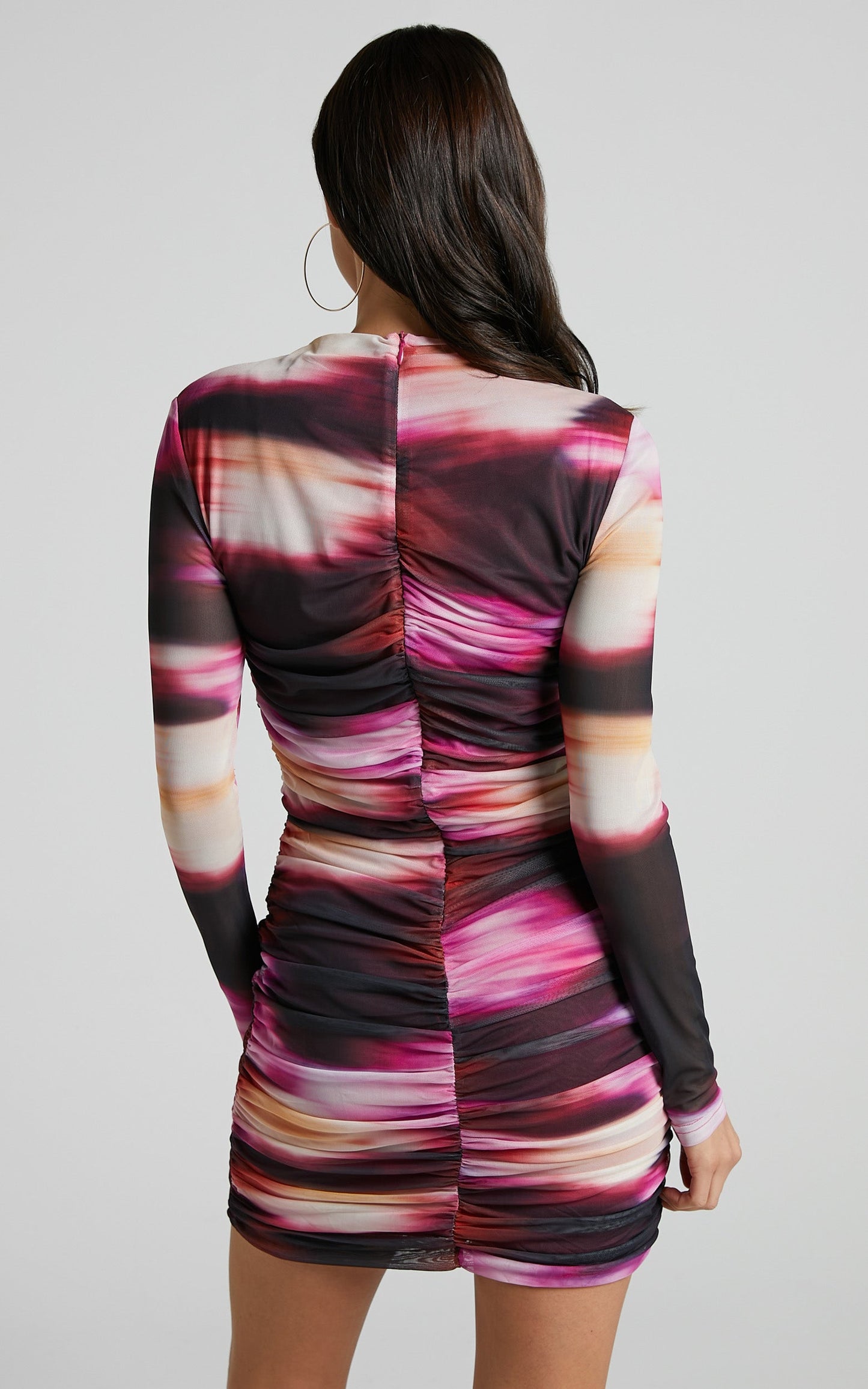 Janet Mini Dress - Long Sleeve High Neck Dress in Soft Focus