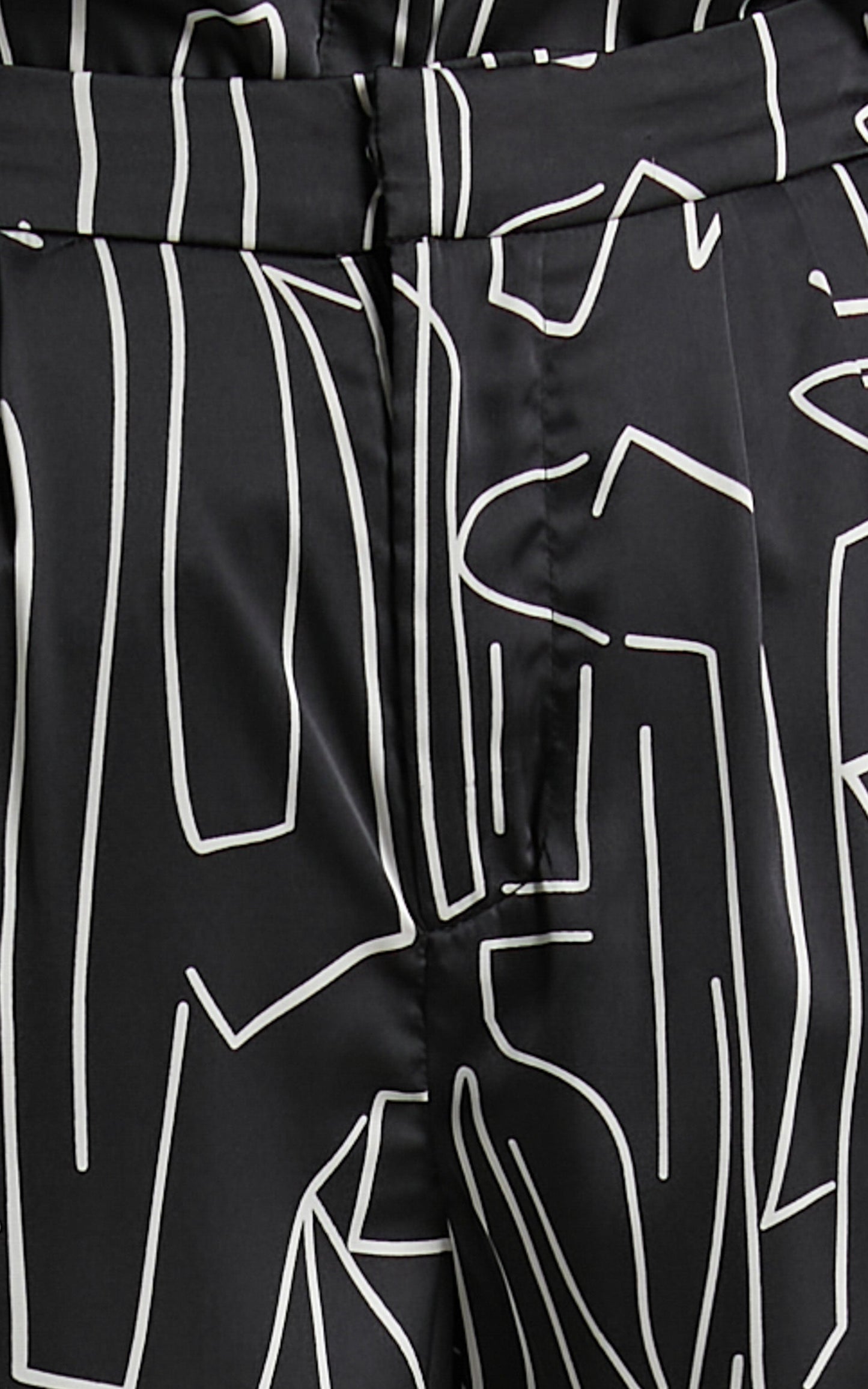 Janissa Pants - High Waisted Wide Leg Pants in Black and White Linear