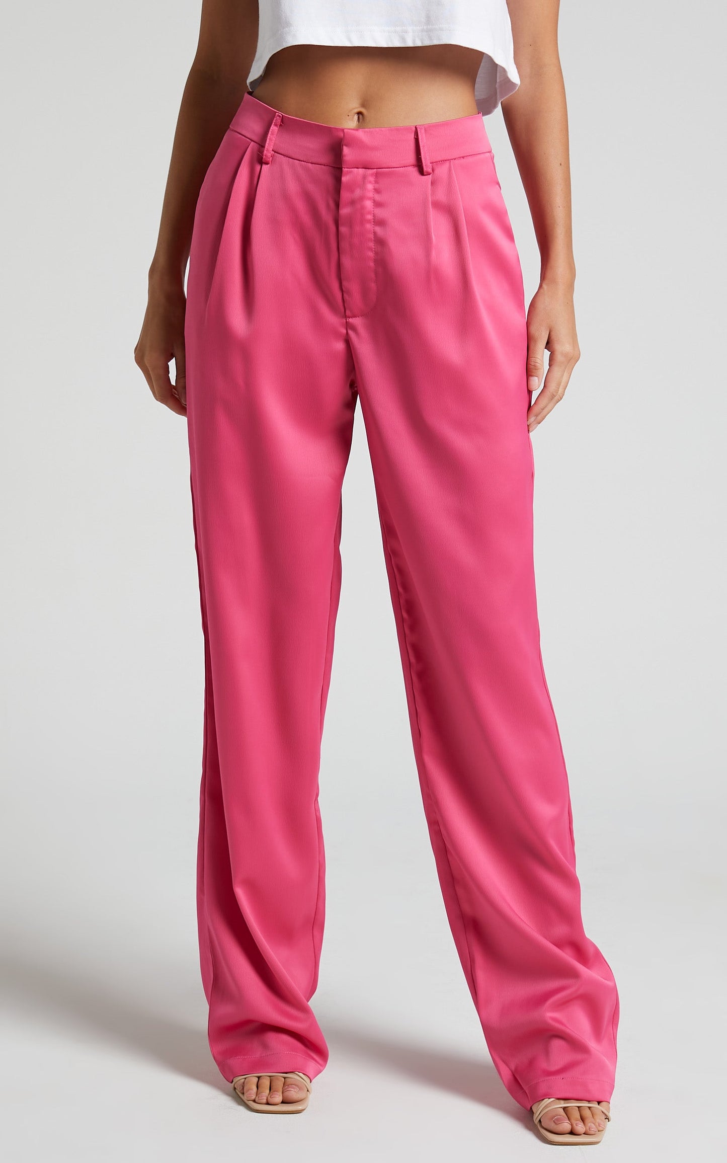 Jannie Pants - High Waist Tailored Pants in Pink
