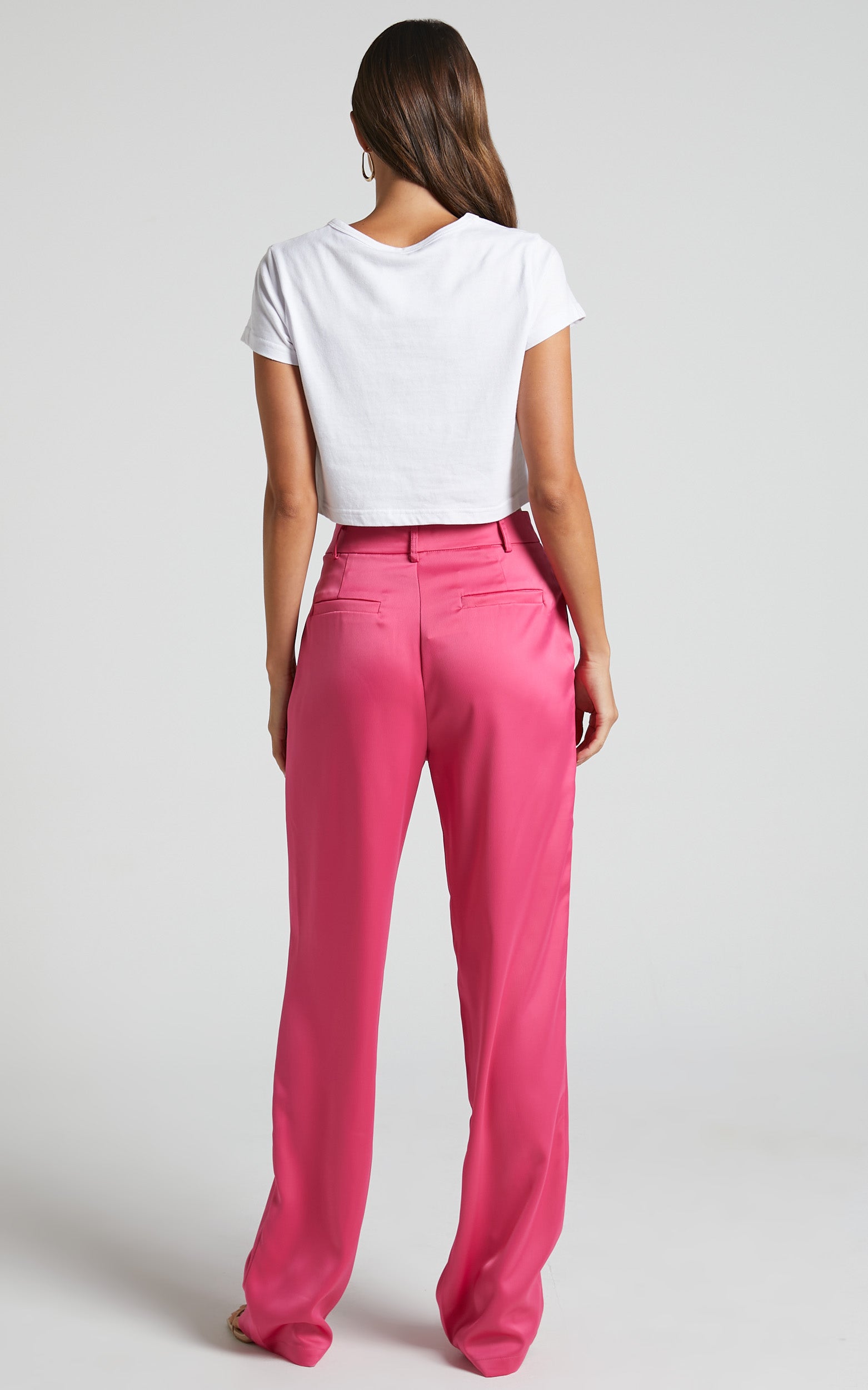 Jannie Pants - High Waist Tailored Pants in Pink