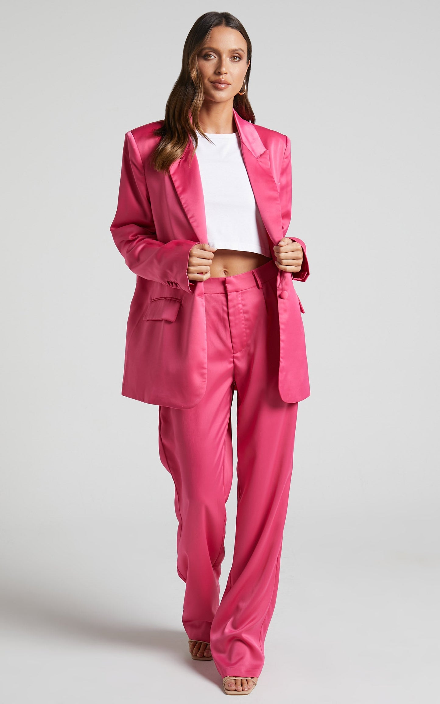 Jannie Pants - High Waist Tailored Pants in Pink
