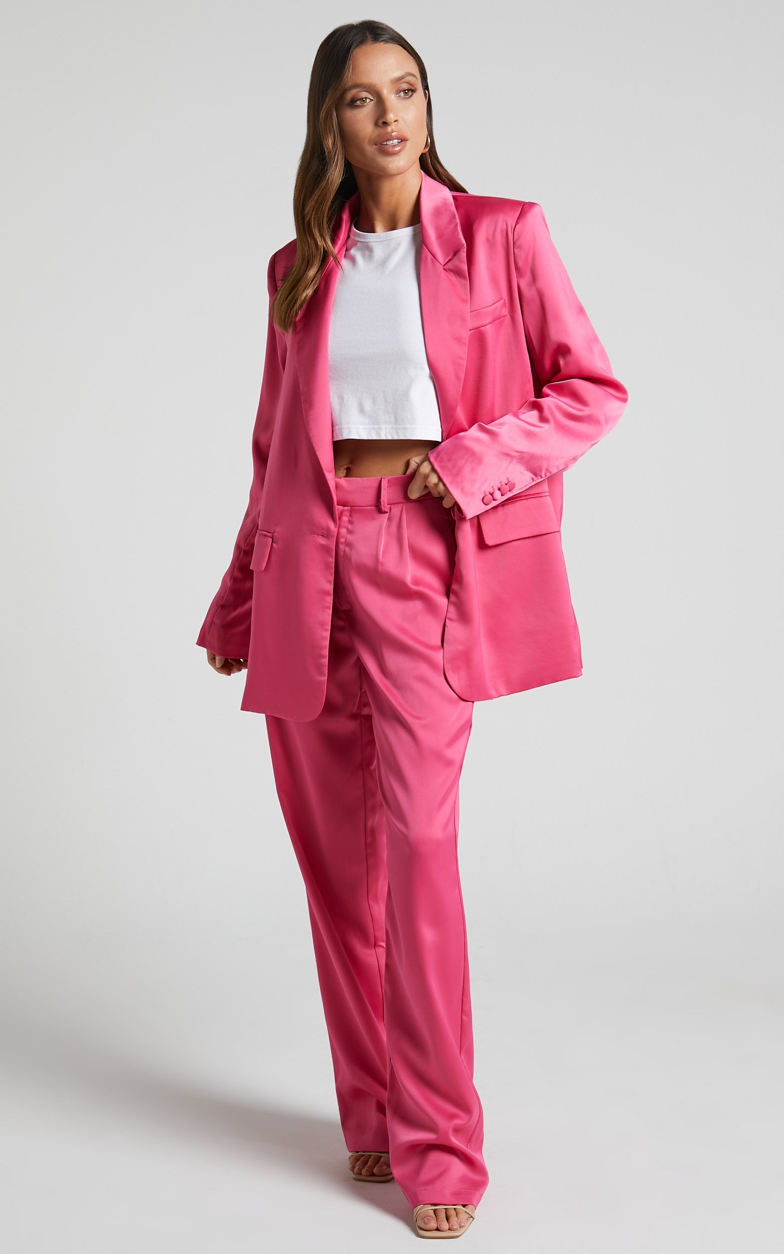 Jannie Pants - High Waist Tailored Pants in Pink