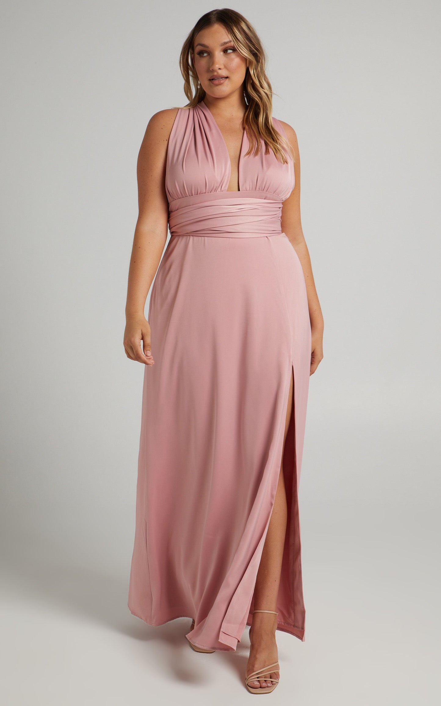 Whimsical Dream Multi Tie Maxi Dress in Blush
