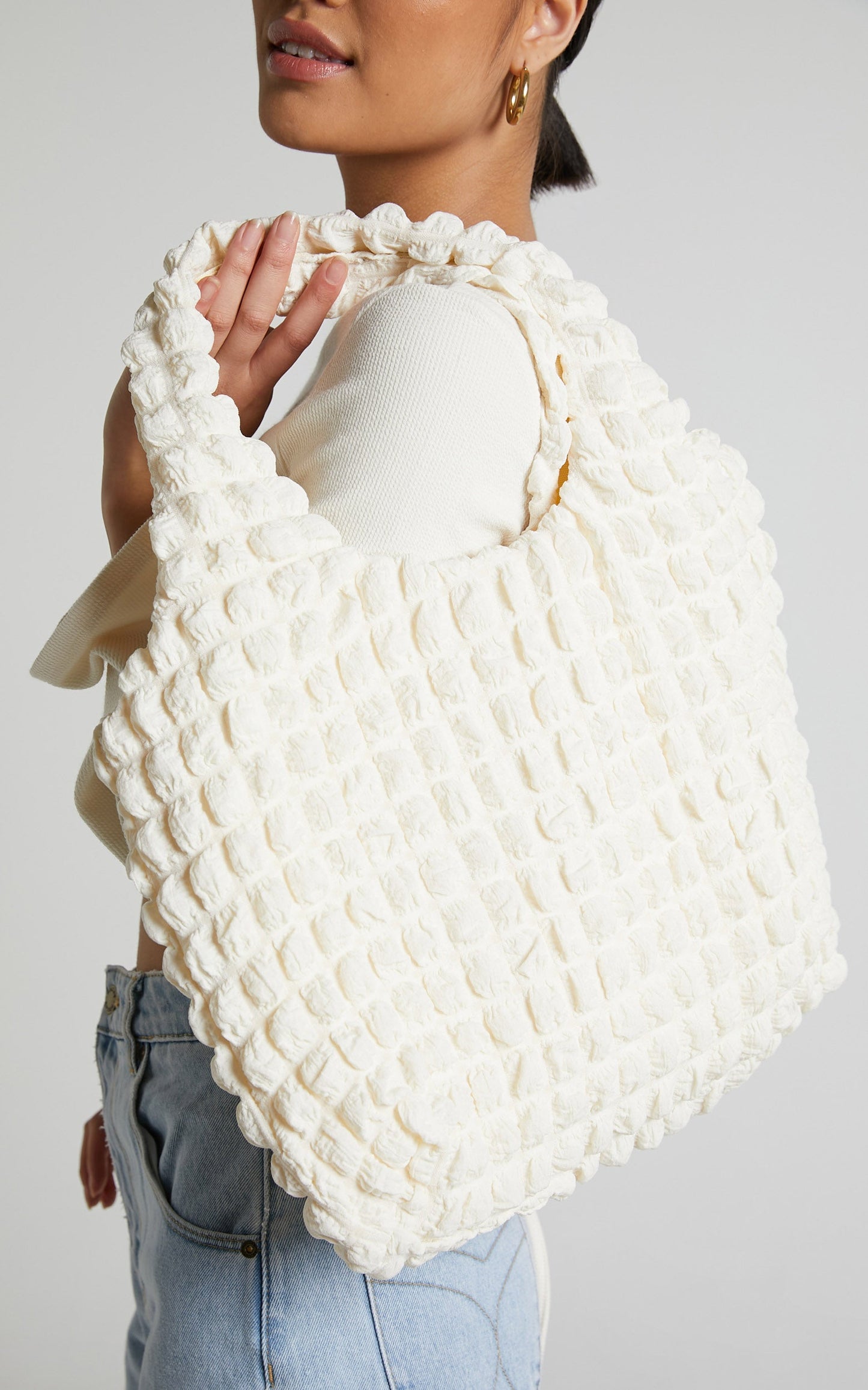 Jenevera Bag - Quilted Puff Bag in White