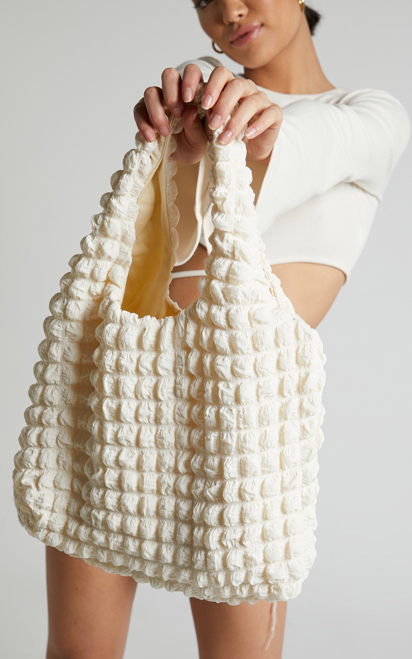 Jenevera Bag - Quilted Puff Bag in White