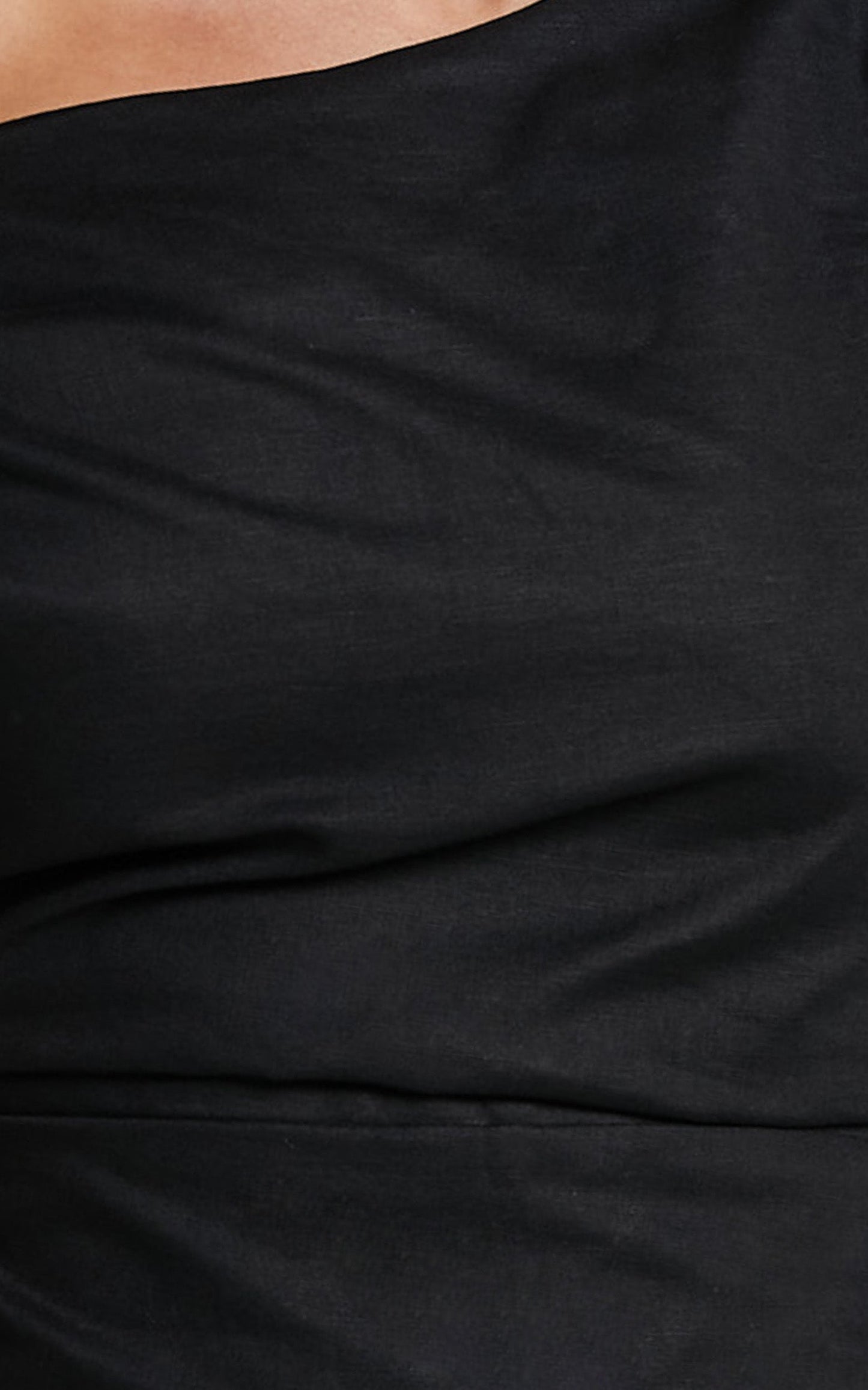 Jeofina Mini Dress - Off The Shoulder Linen Look Dress in Black