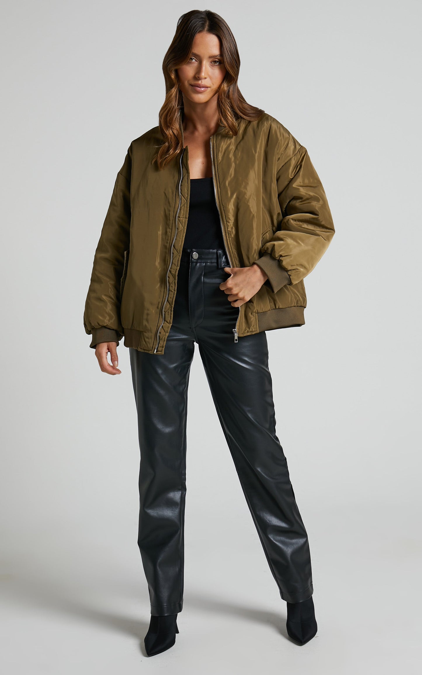 Jescinta Jacket - Oversized Bomber Jacket in Olive