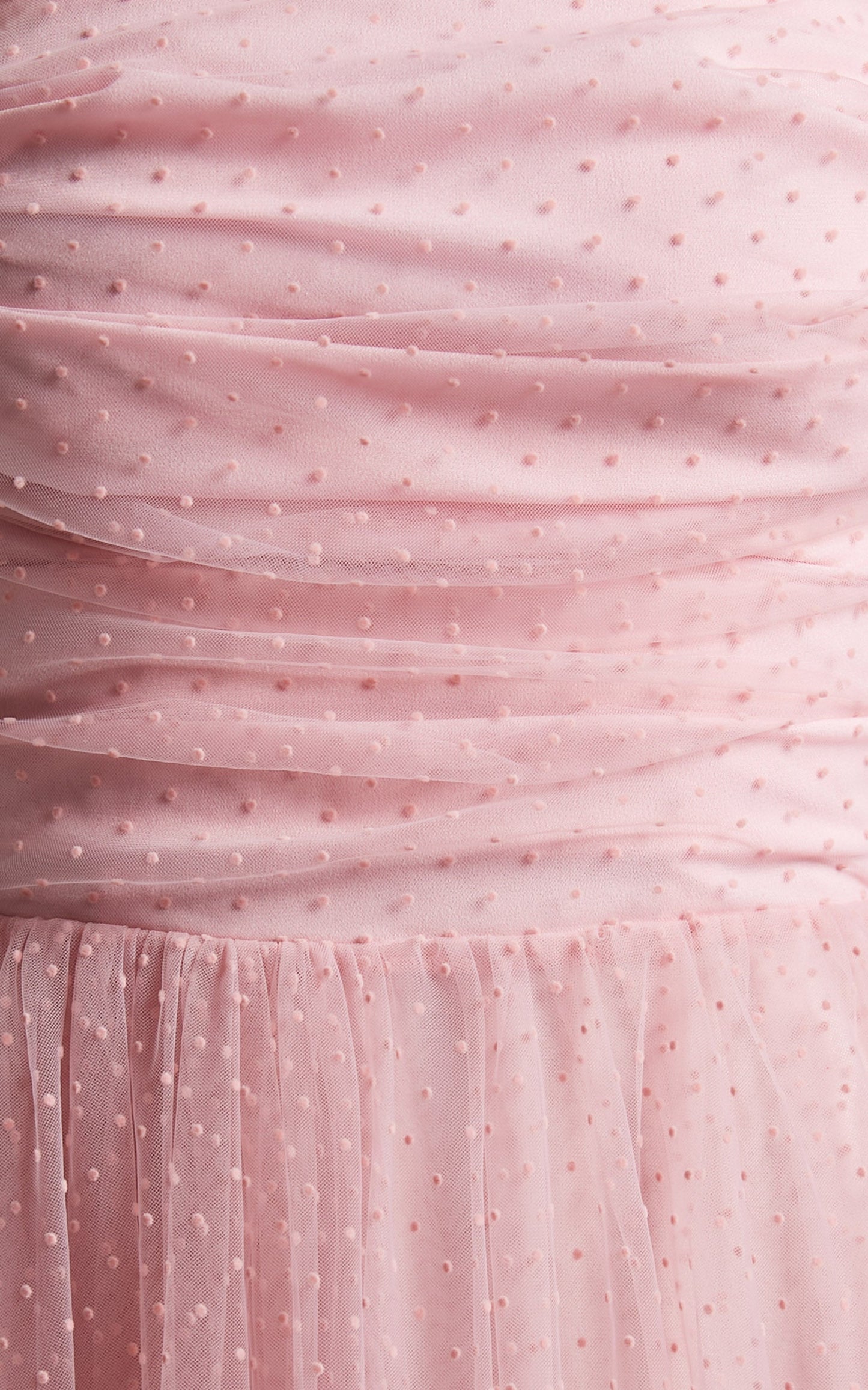 Jesslou Midi Dress - Strapless Ruched Bodice Tulle Dress in Pale Pink