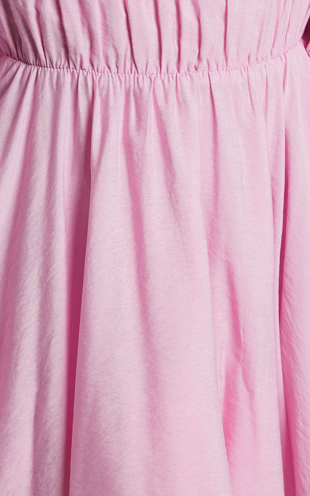 Jessra Mini Linen Blend Dress - Off Shoulder Puff Sleeve Dress in Pink