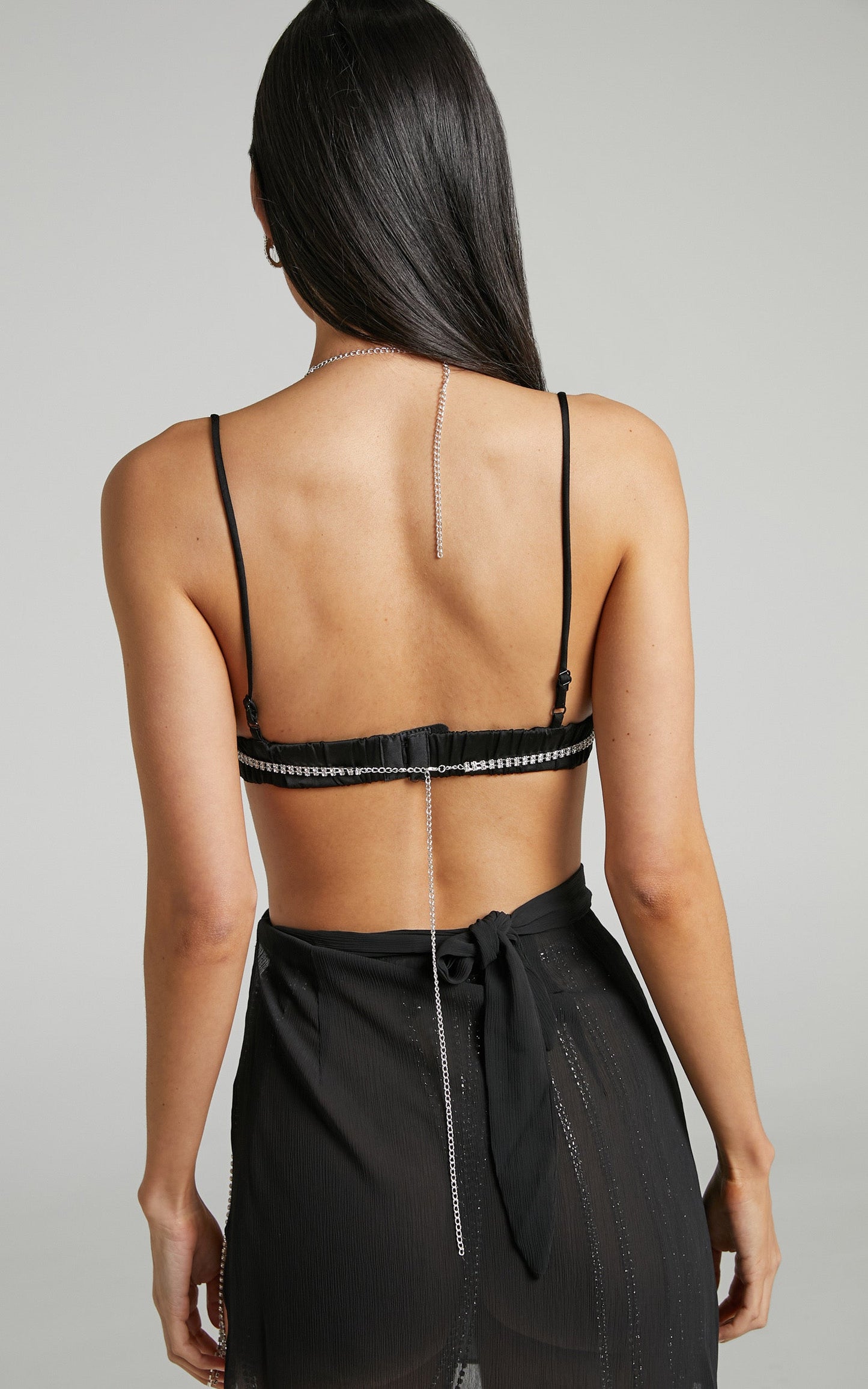 Jessup Diamante Bralette in Silver Diamante