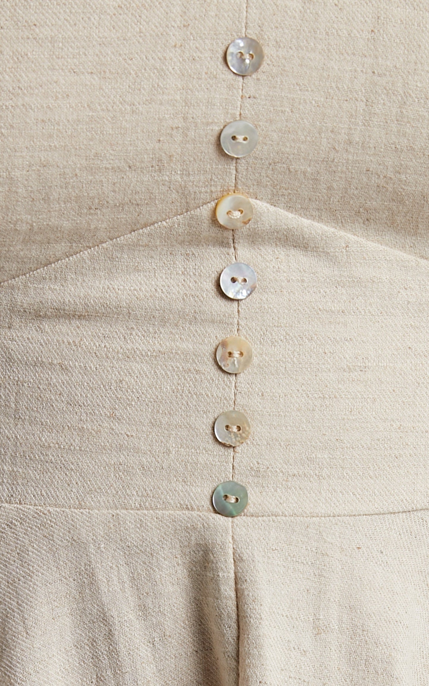 Jhaima Mini Dress - Linen Look Button Detail Dress in Oatmeal