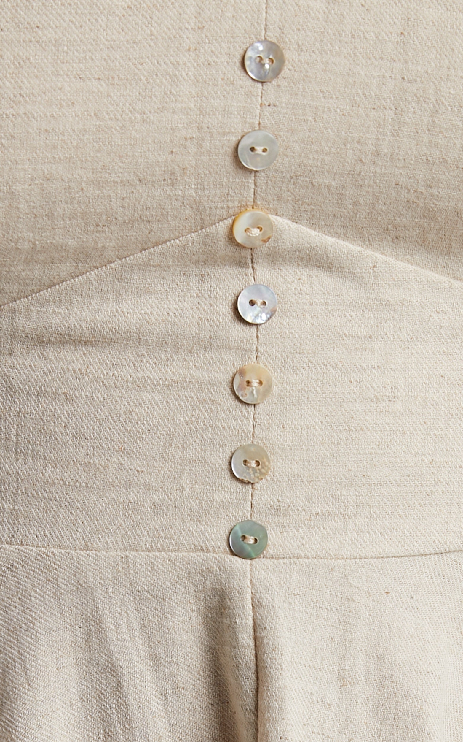 Jhaima Mini Dress - Linen Look Button Detail Dress in Oatmeal
