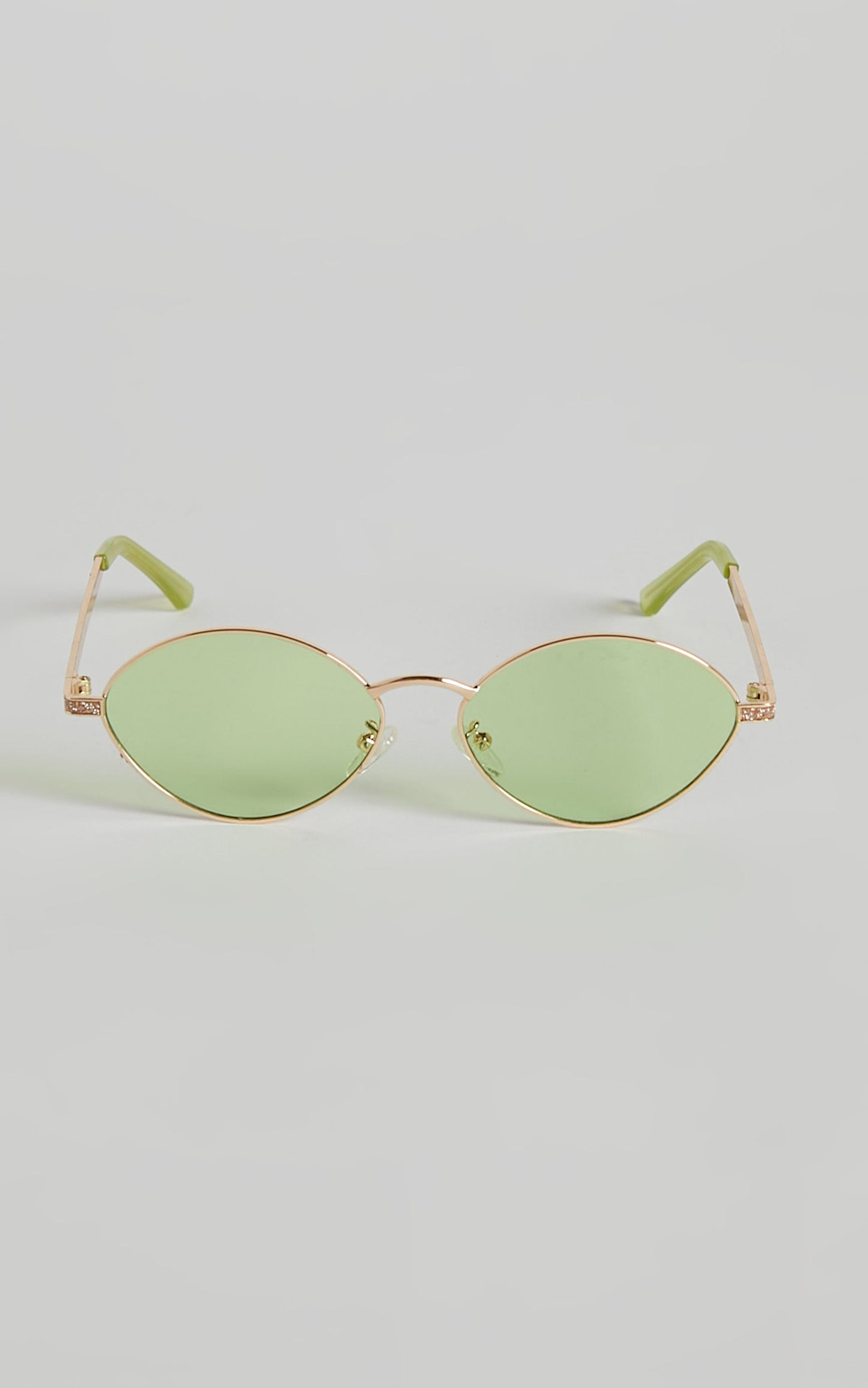 Jilyan Sunglasses - Retro Almond Oval Tinted Sunglasses in Lime