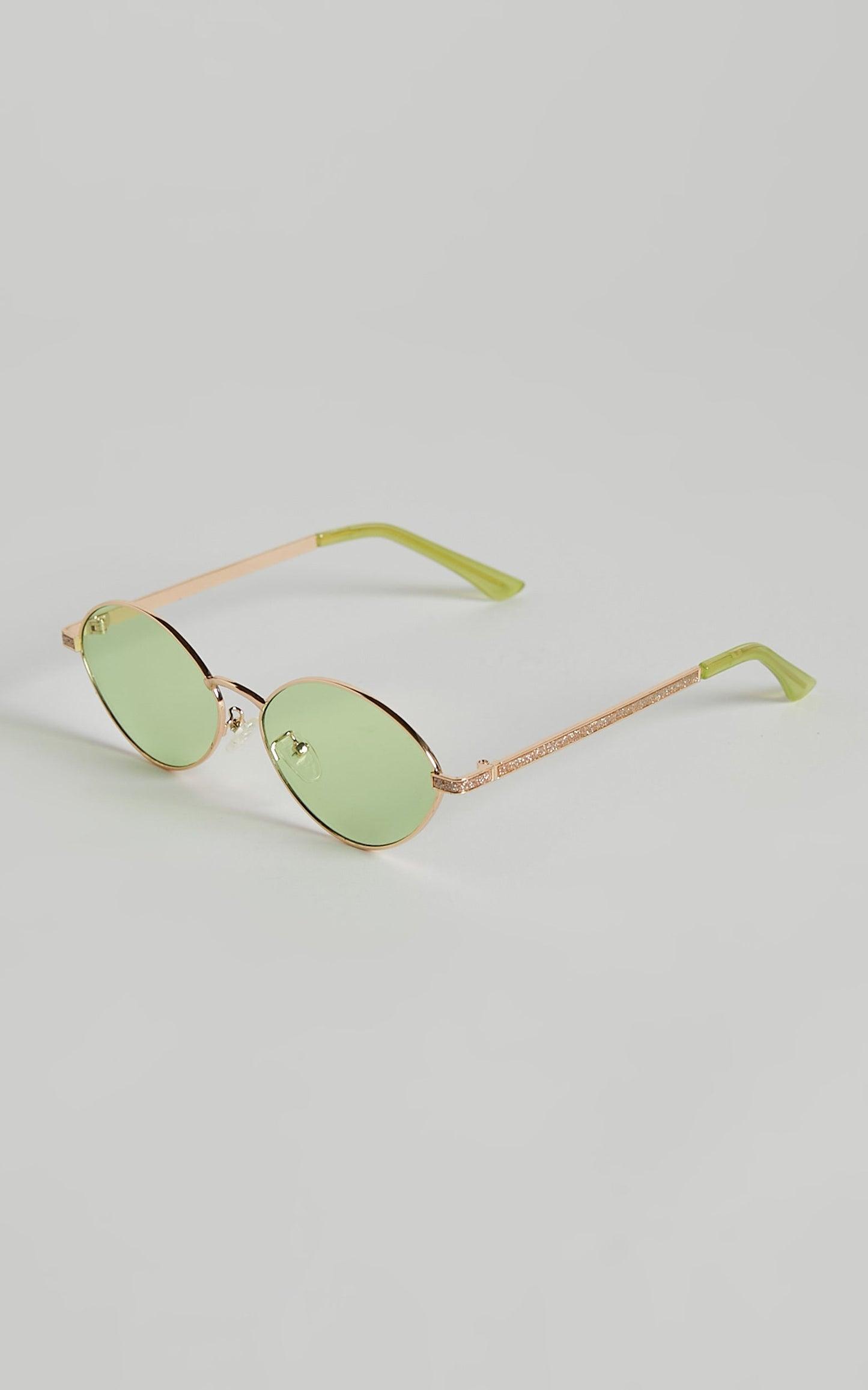 Jilyan Sunglasses - Retro Almond Oval Tinted Sunglasses in Lime