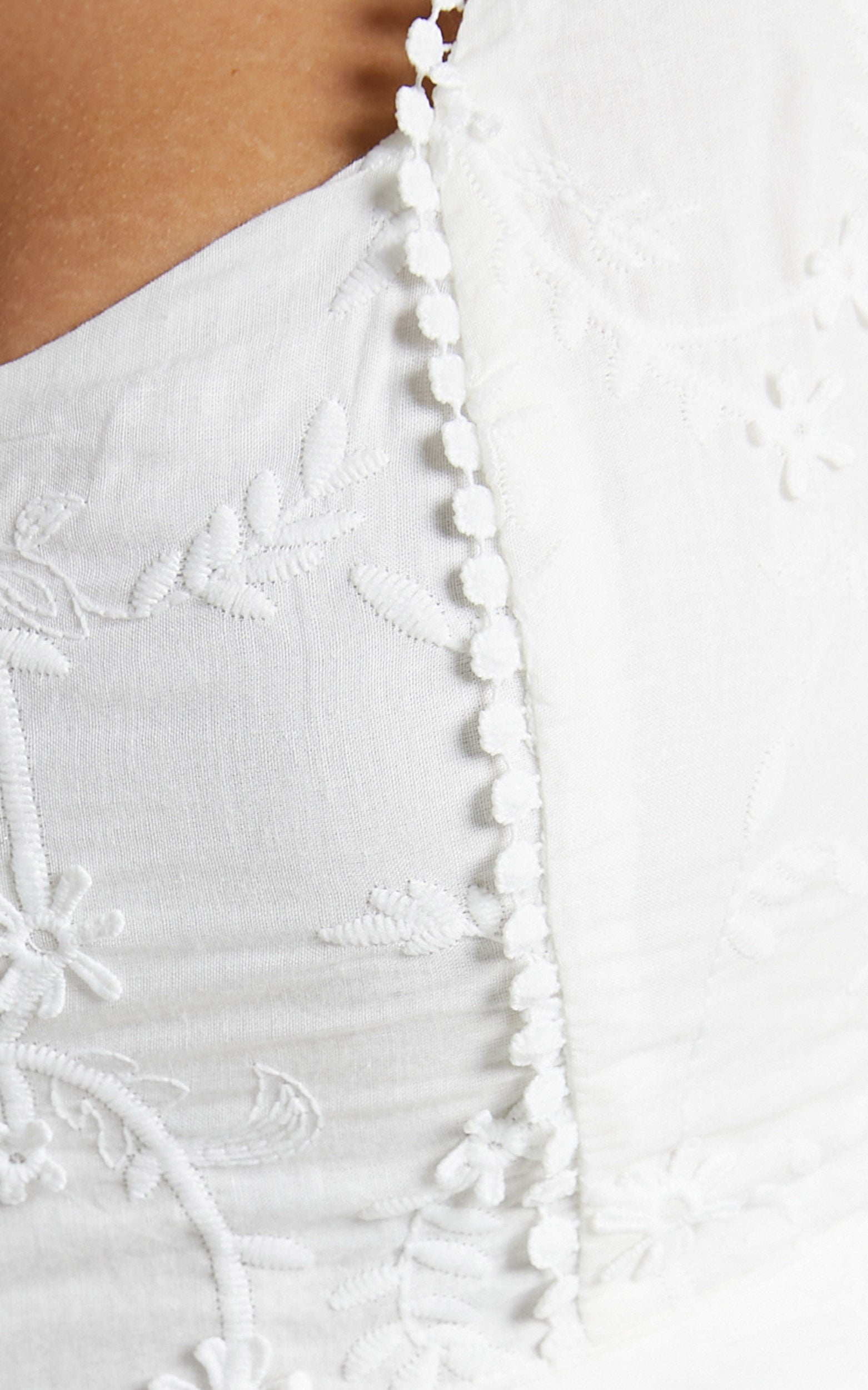 Johanna Top - Embroidery Anglaise Longsleeve Top in White