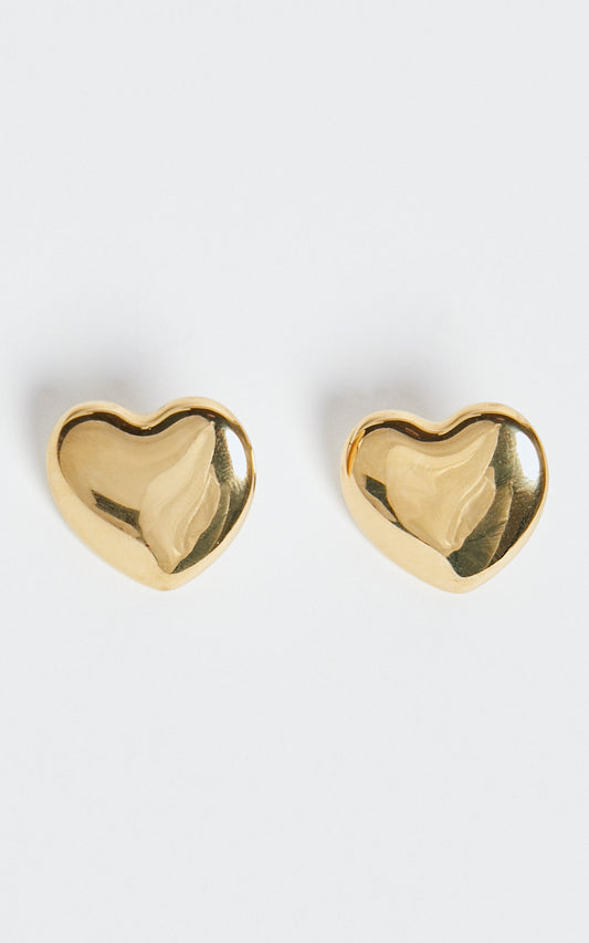 Jolene Earrings - Heart Shaped Statement Earrings in Gold