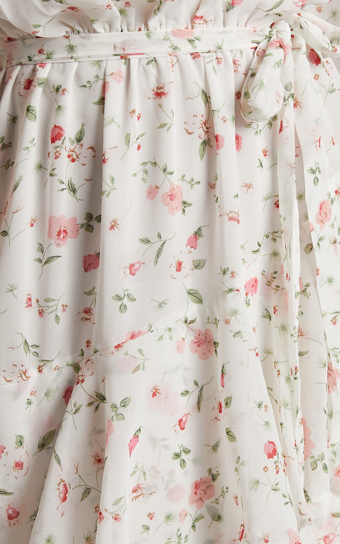 Jolene Midi Dress - Tiered One Shoulder Frill Dress in White Floral