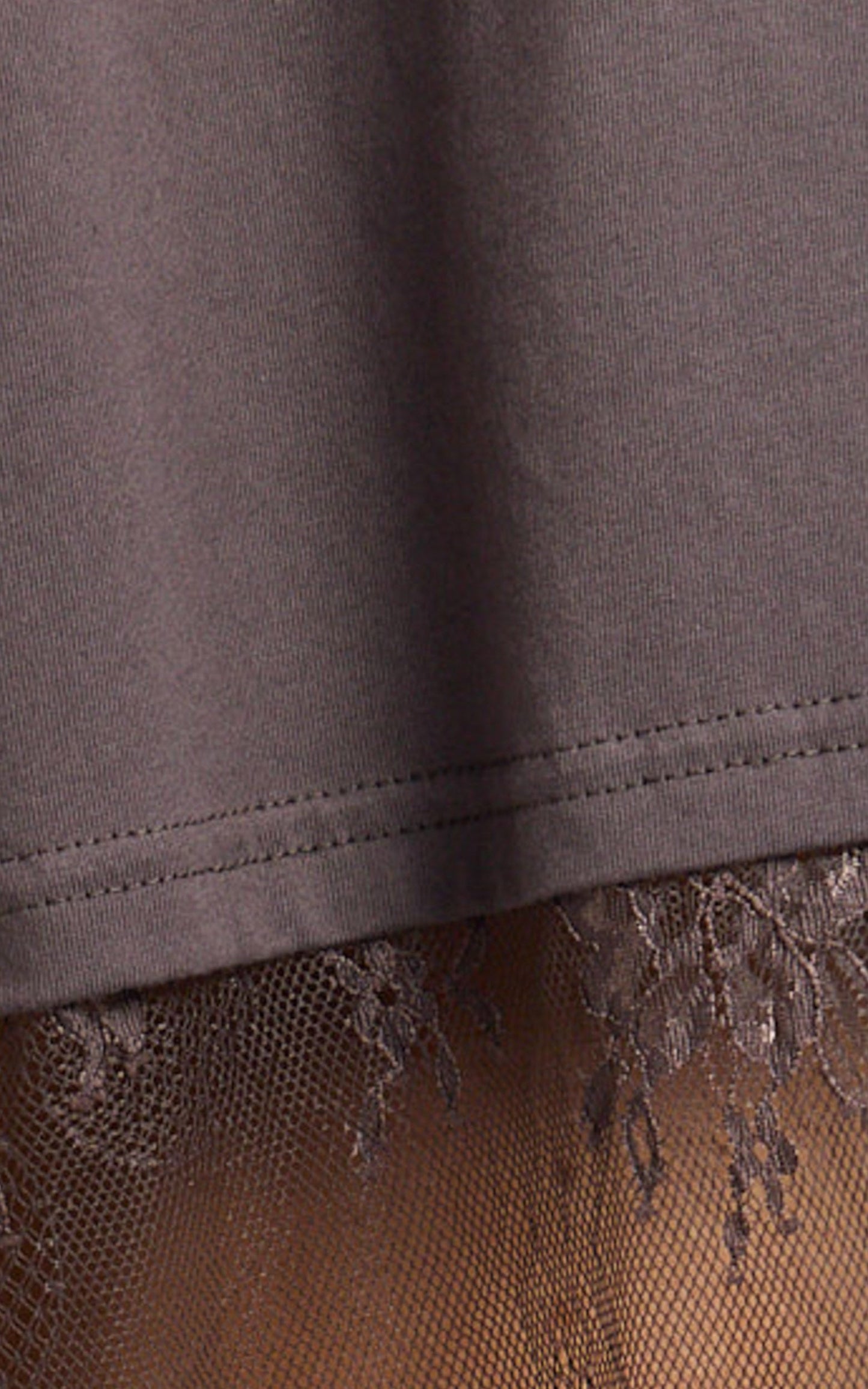 Jonna Midi Dress- Longline Lace Insert Tee in Chocolate