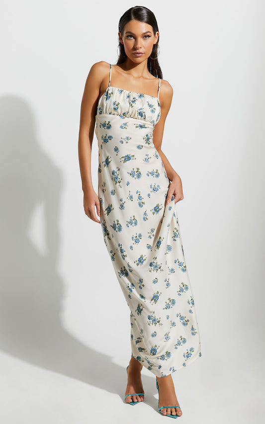 Jorhian Maxi Dress - Underbust Low Back Slip Dress in Cream
