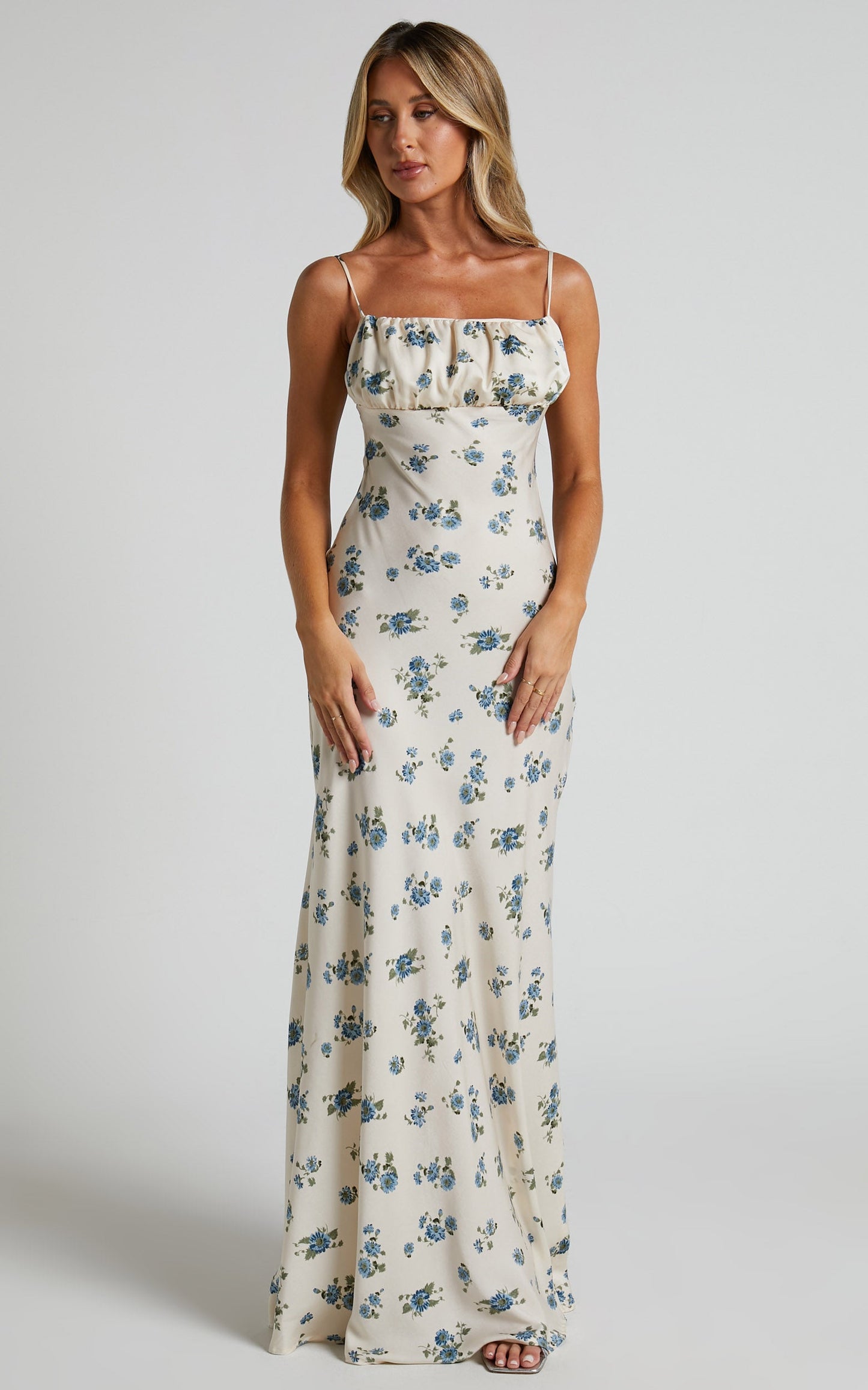 Jorhian Maxi Dress - Underbust Low Back Slip Dress in Cream