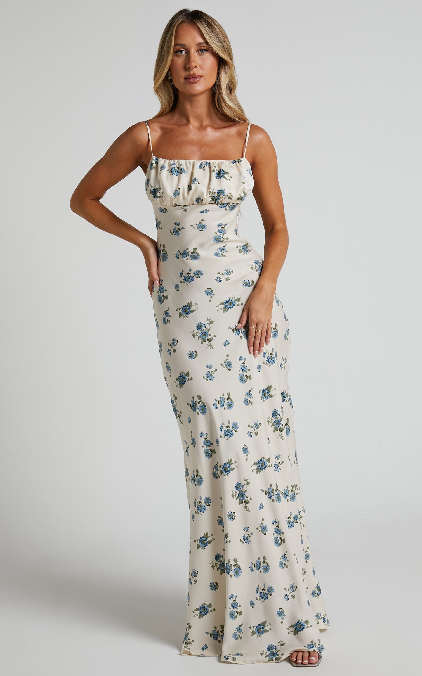 Jorhian Maxi Dress - Underbust Low Back Slip Dress in Cream