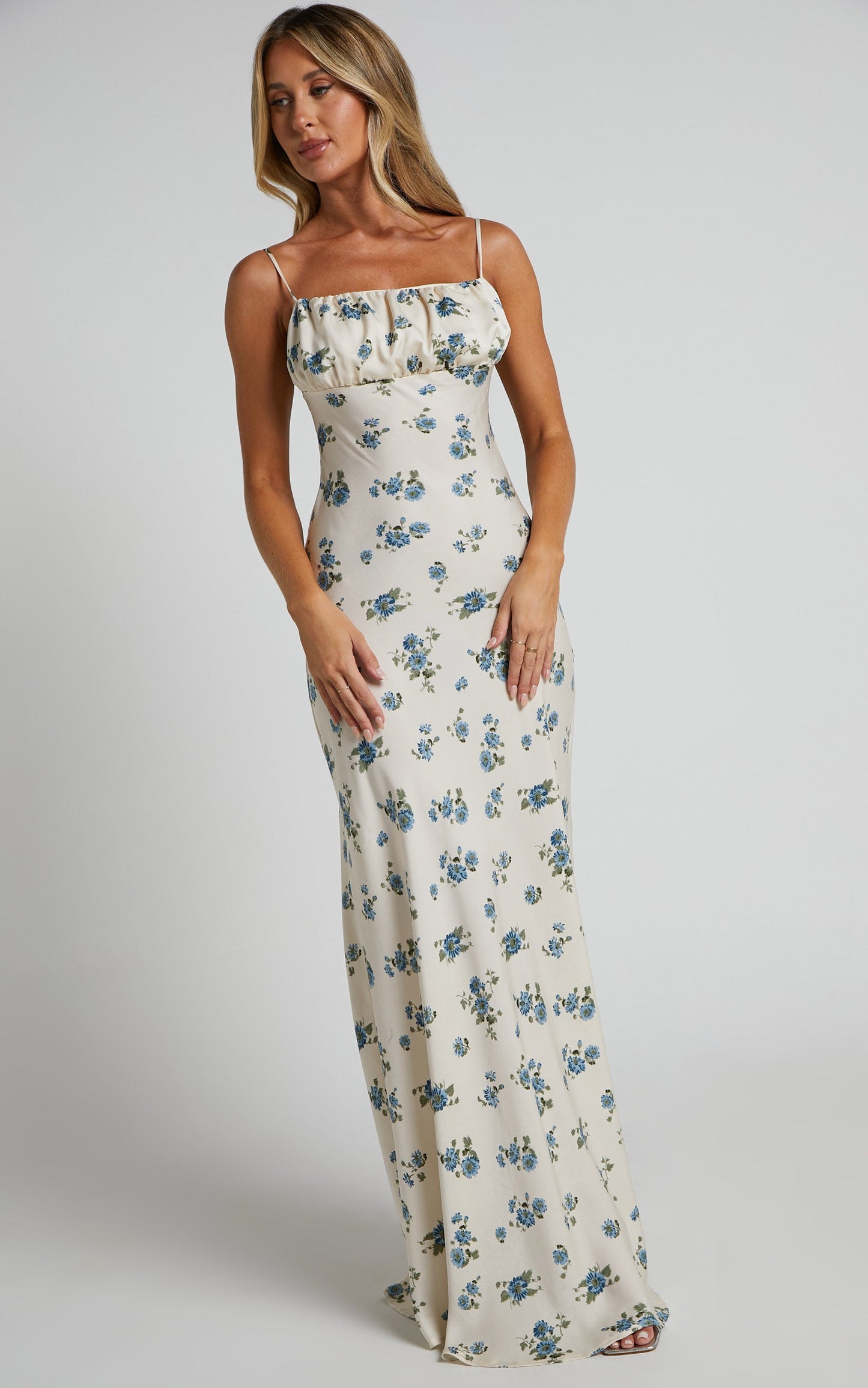 Jorhian Maxi Dress - Underbust Low Back Slip Dress in Cream