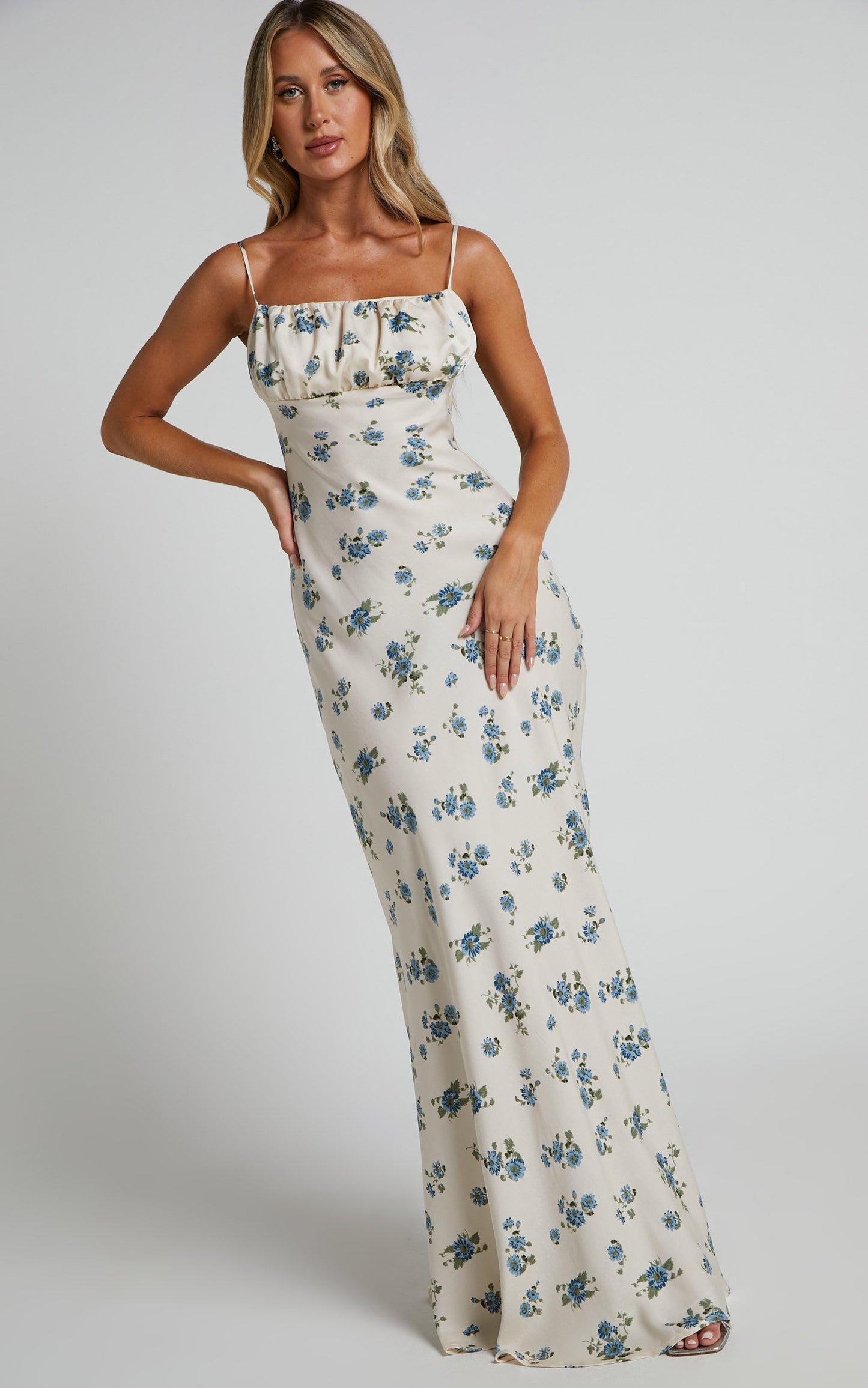 Jorhian Maxi Dress - Underbust Low Back Slip Dress in Cream