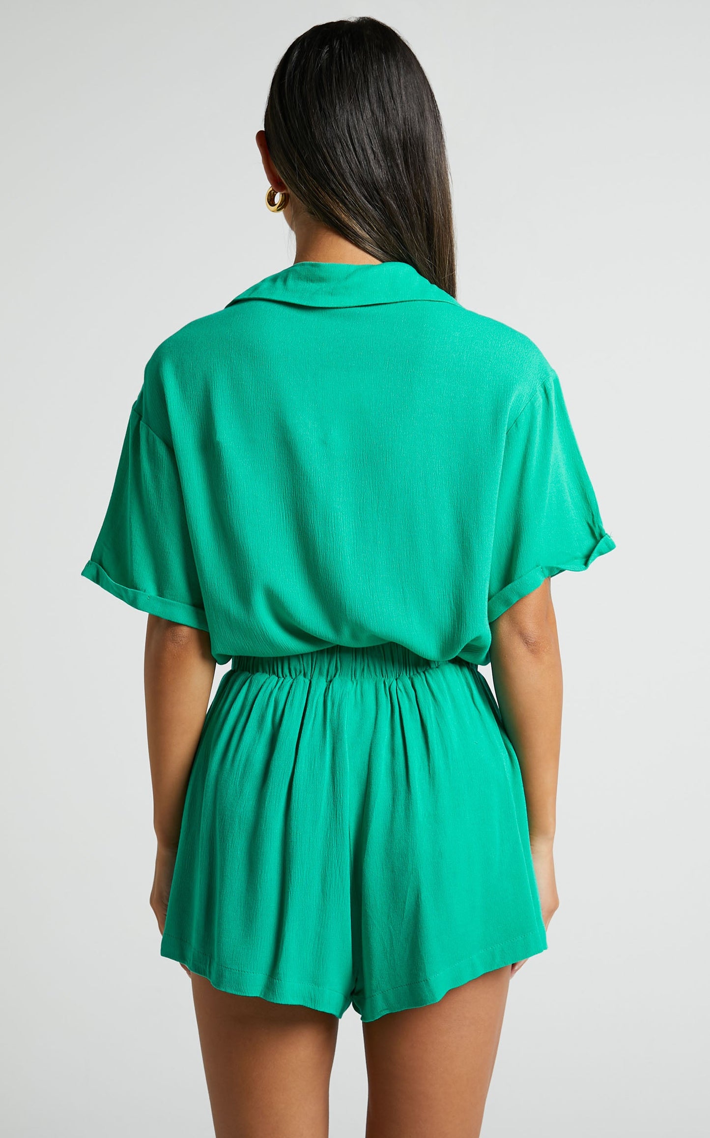 Jubilee Two Piece Set - Button Up Shirt and Shorts Set in Jade