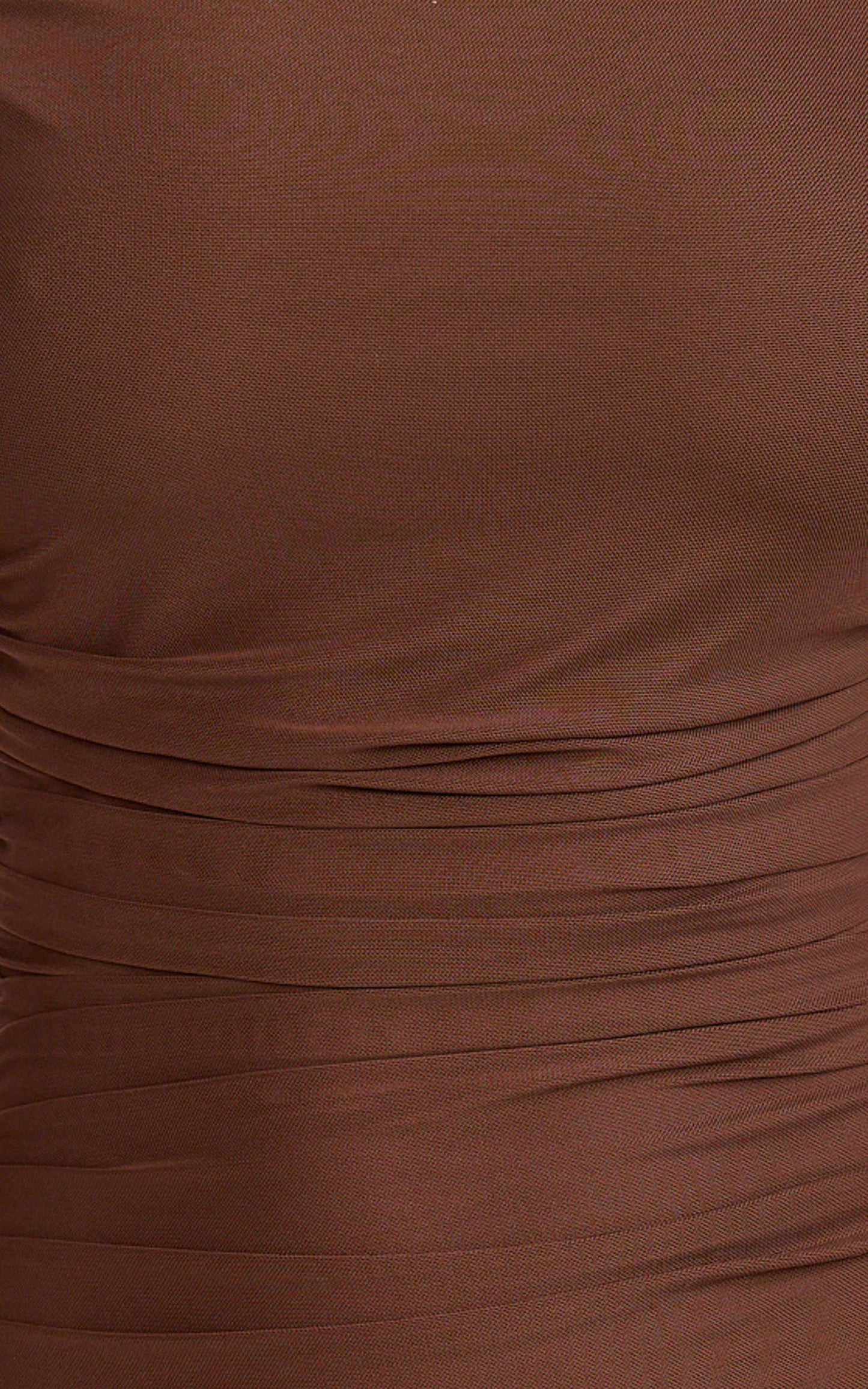 Judee Midi Dress - One Shoulder High Side Split Dress in Chocolate