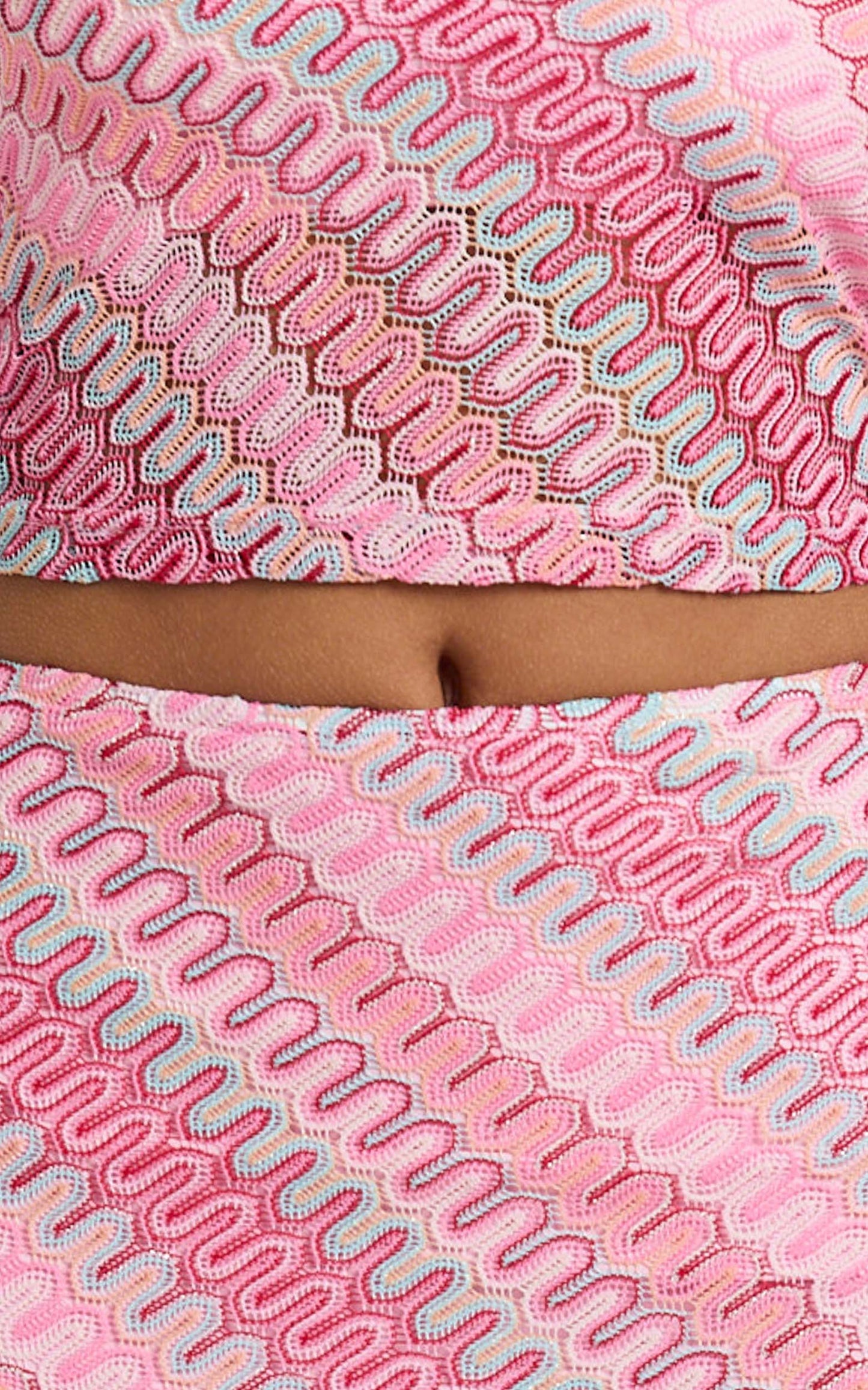 Julia Two Piece Top and Skirt Set - One Shoulder Top and Maxi Skirt in Bright Pink