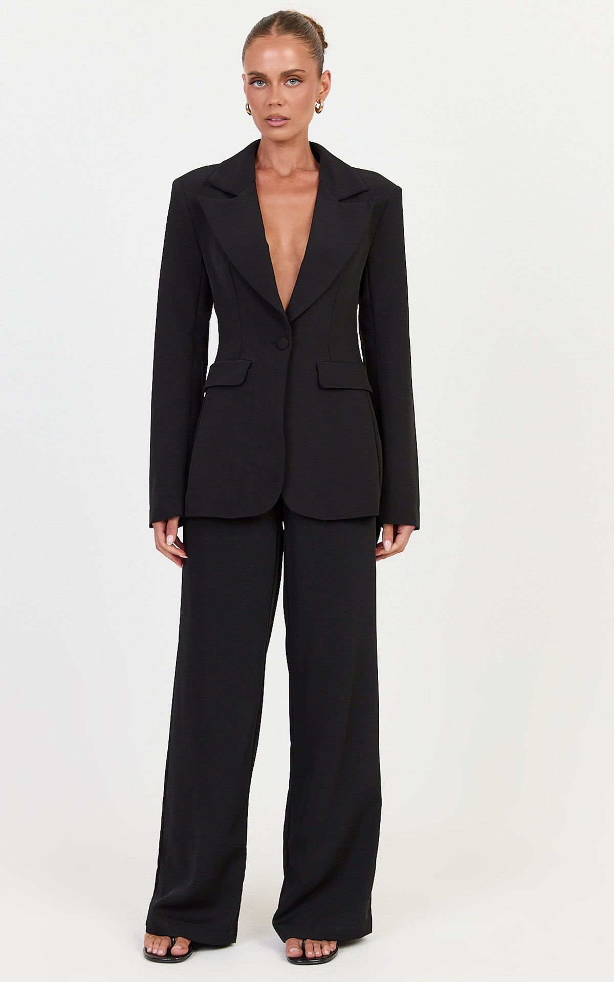 Juliette Blazer - Cinched Waist Structured Blazer in Black