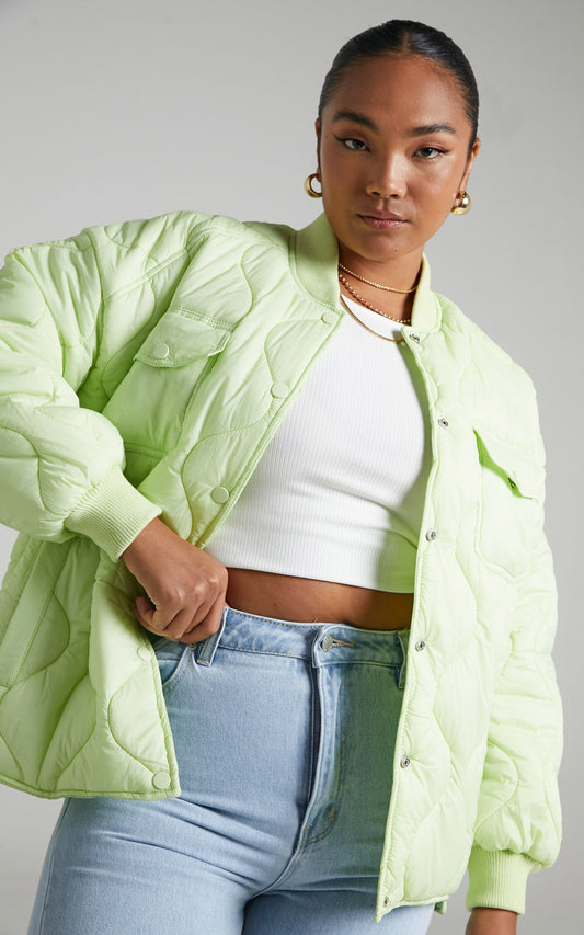Junoo Puffer Jacket in Lime