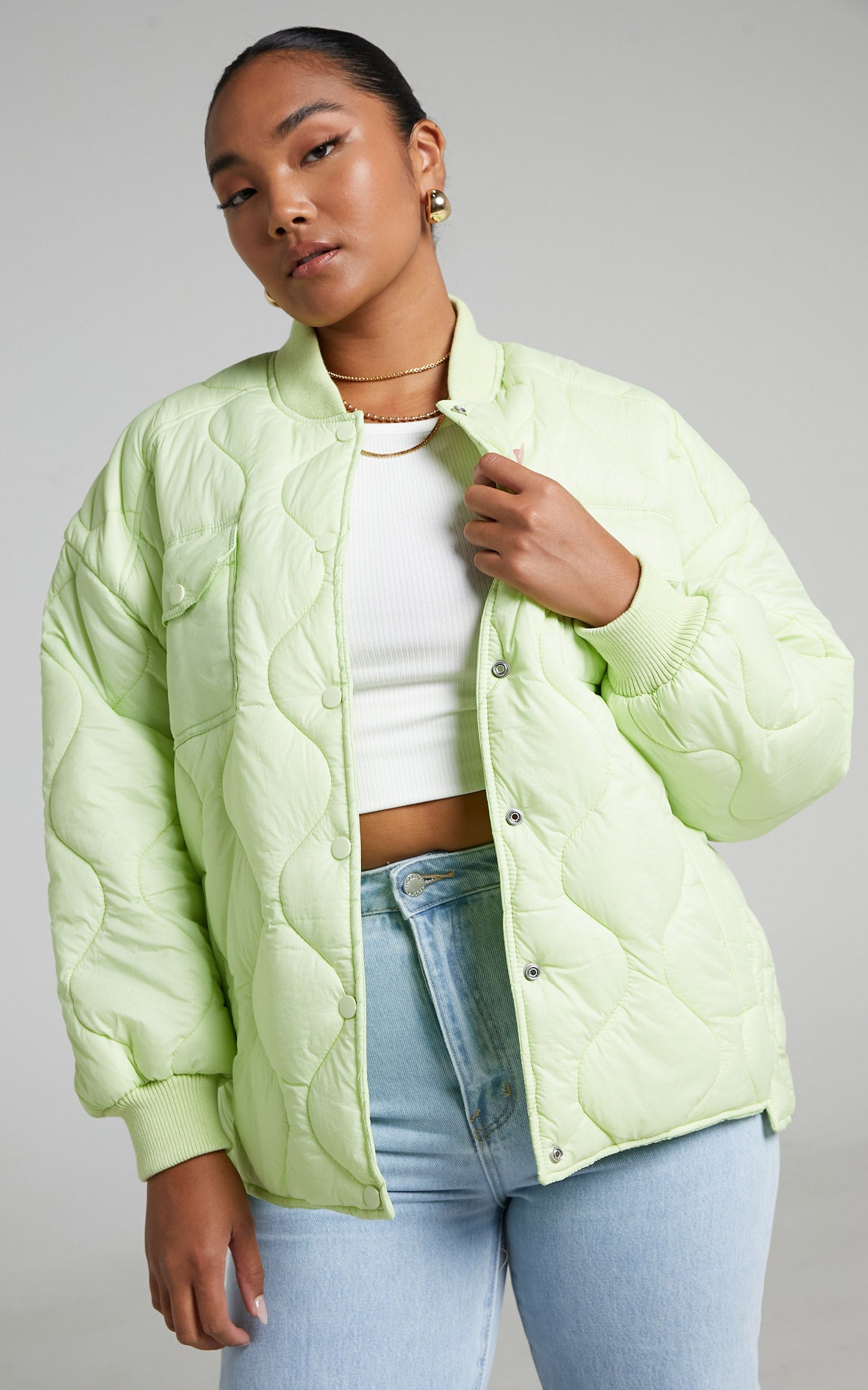 Junoo Puffer Jacket in Lime