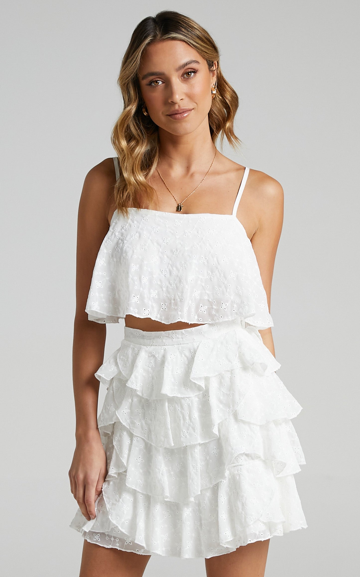 Juventas Two Piece Set in White Broderie